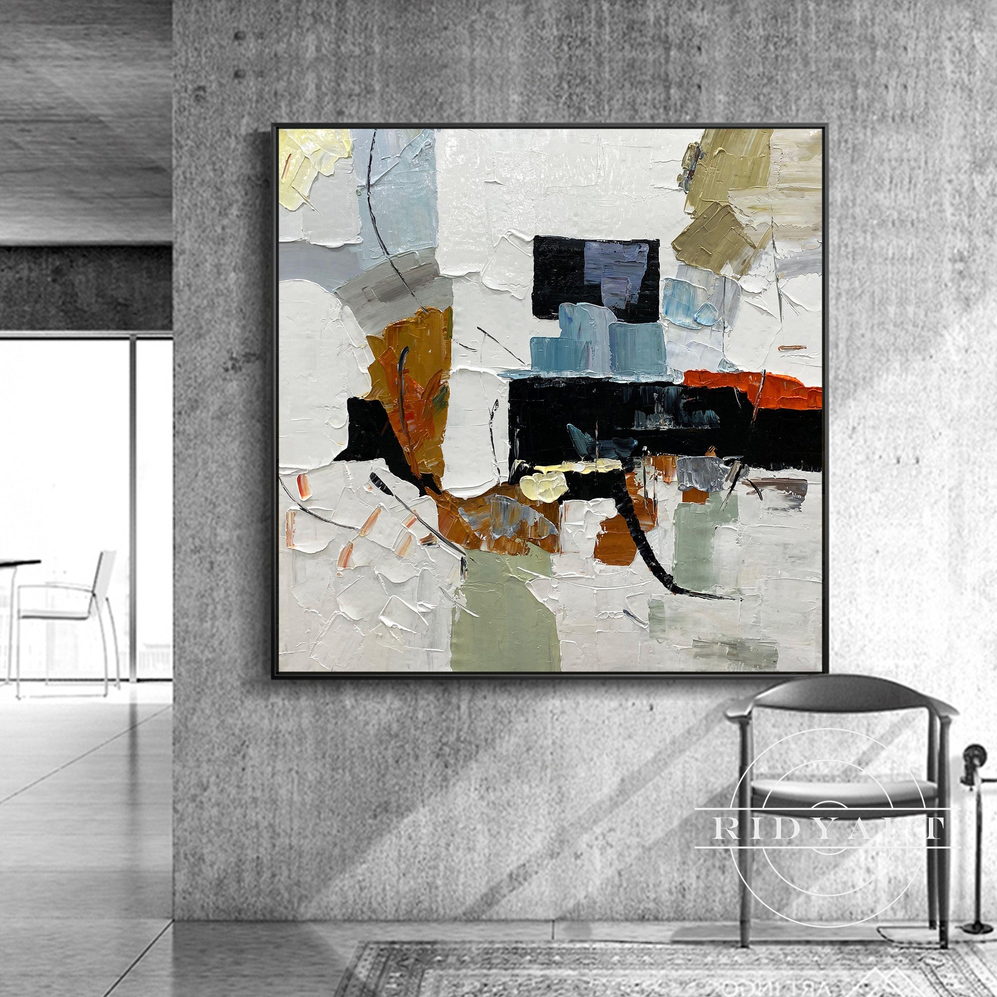 Salbeigrünes Berggemälde - Minimalistische große Wandkunst
