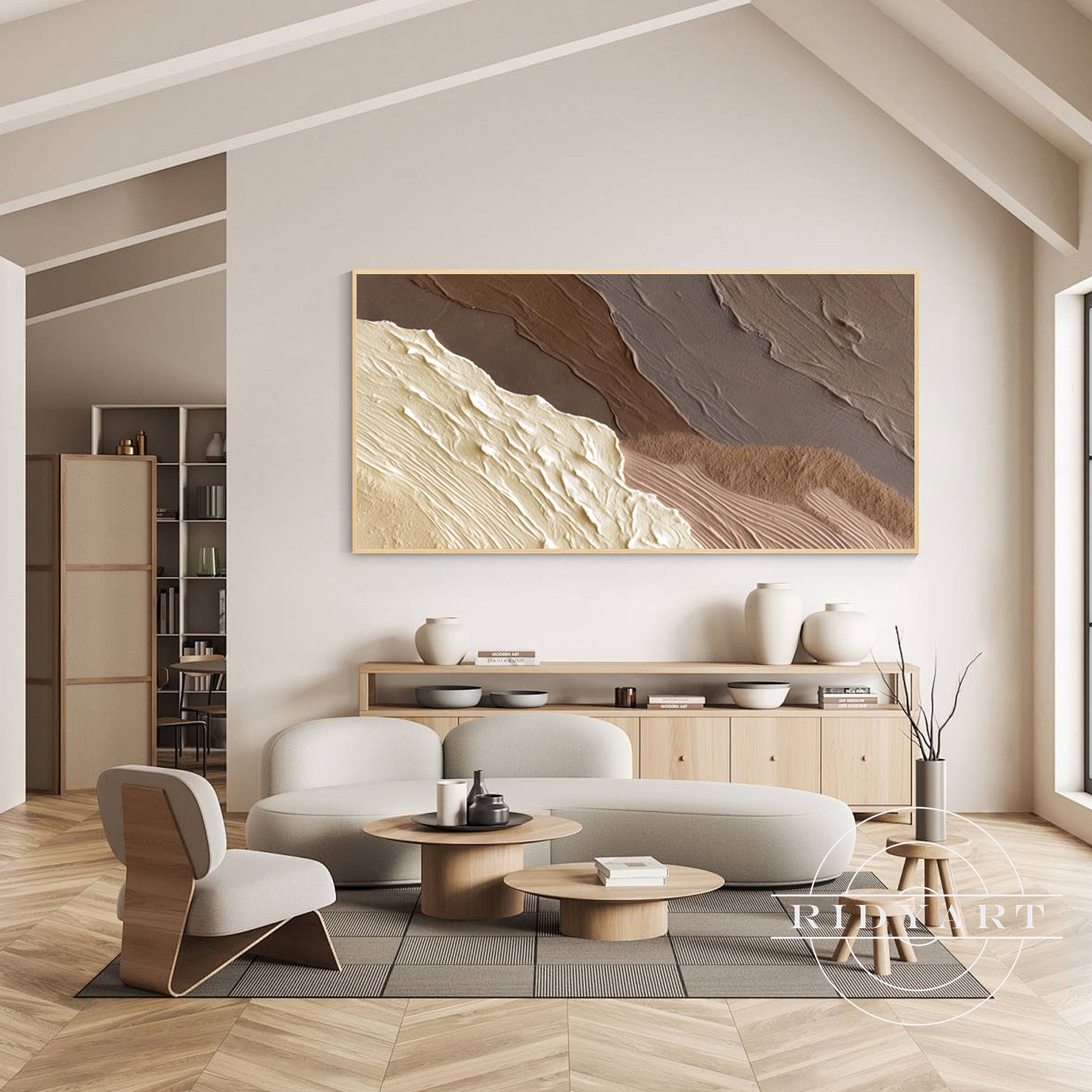 Wandkunst „Gold Mountain“ in Marineblau