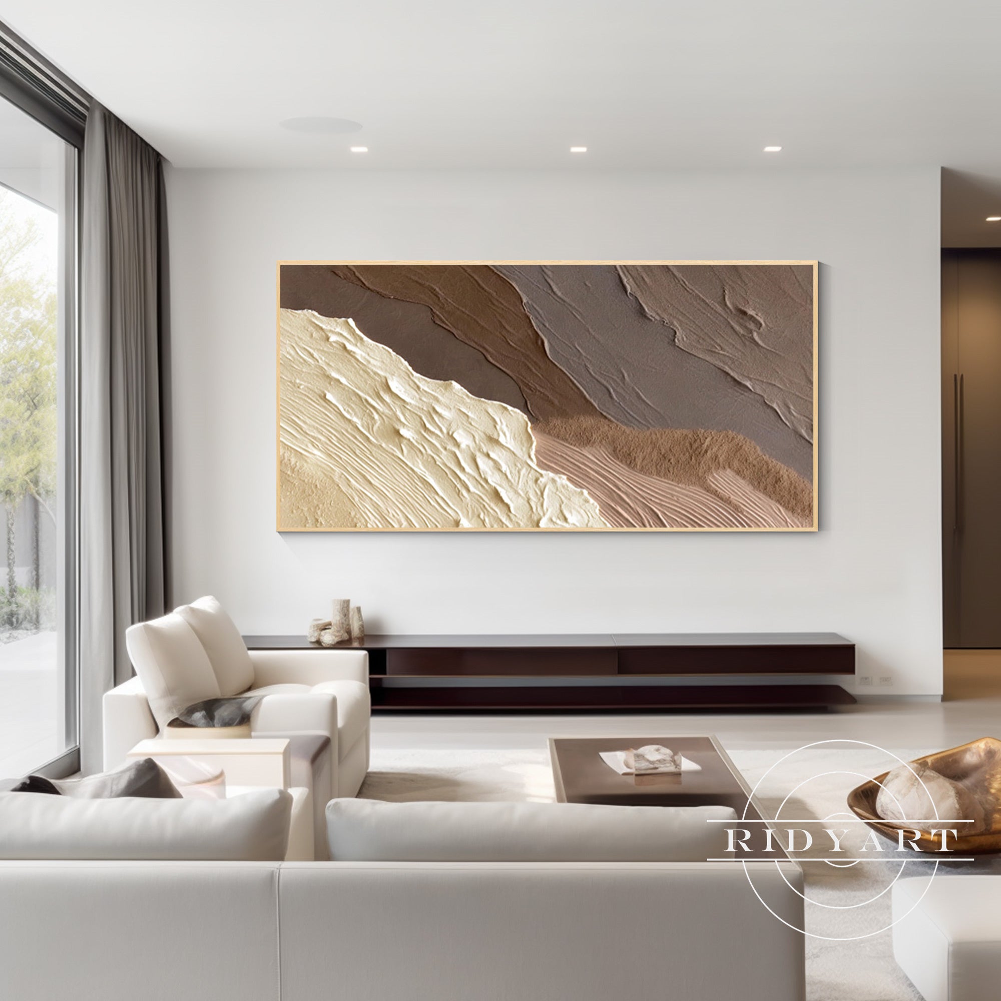 Wandkunst „Gold Mountain“ in Marineblau
