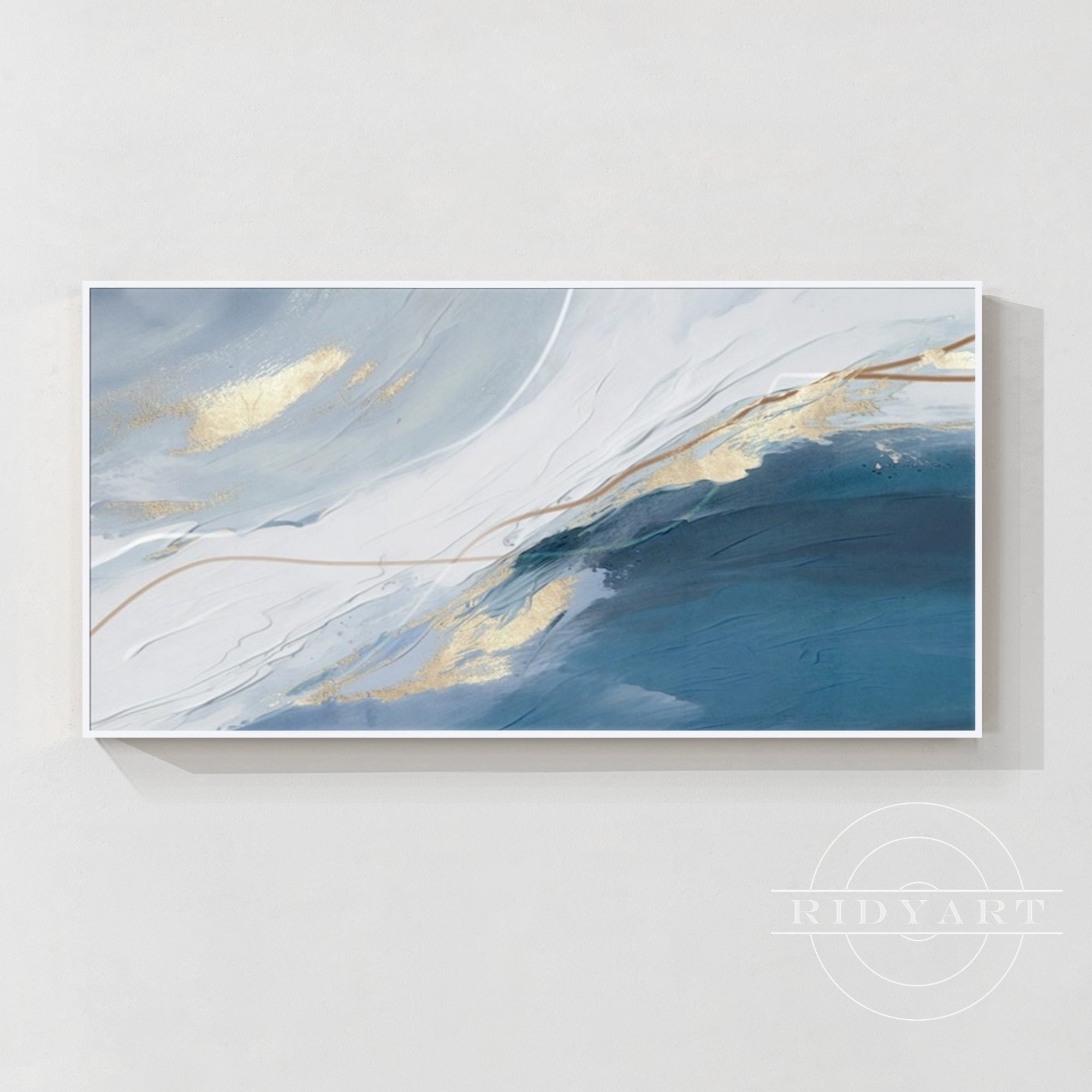Wandkunst „Gold Mountain“ in Marineblau