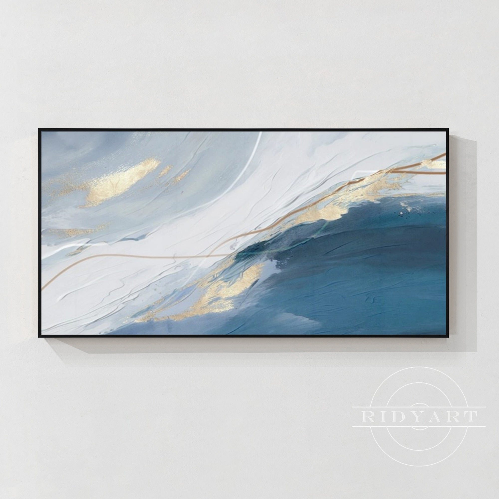 Wandkunst „Gold Mountain“ in Marineblau