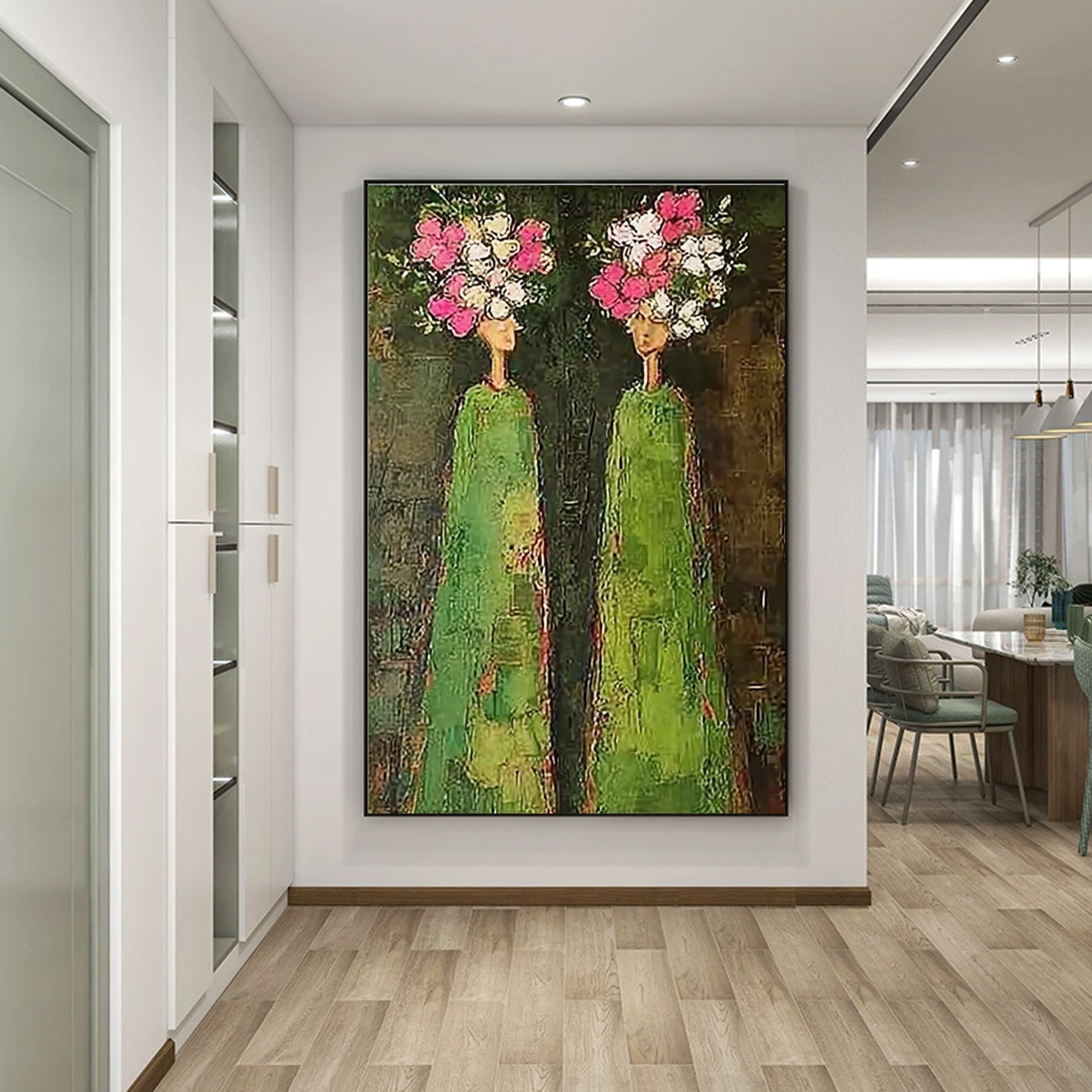 stylish abstract woman wall art textured canvas