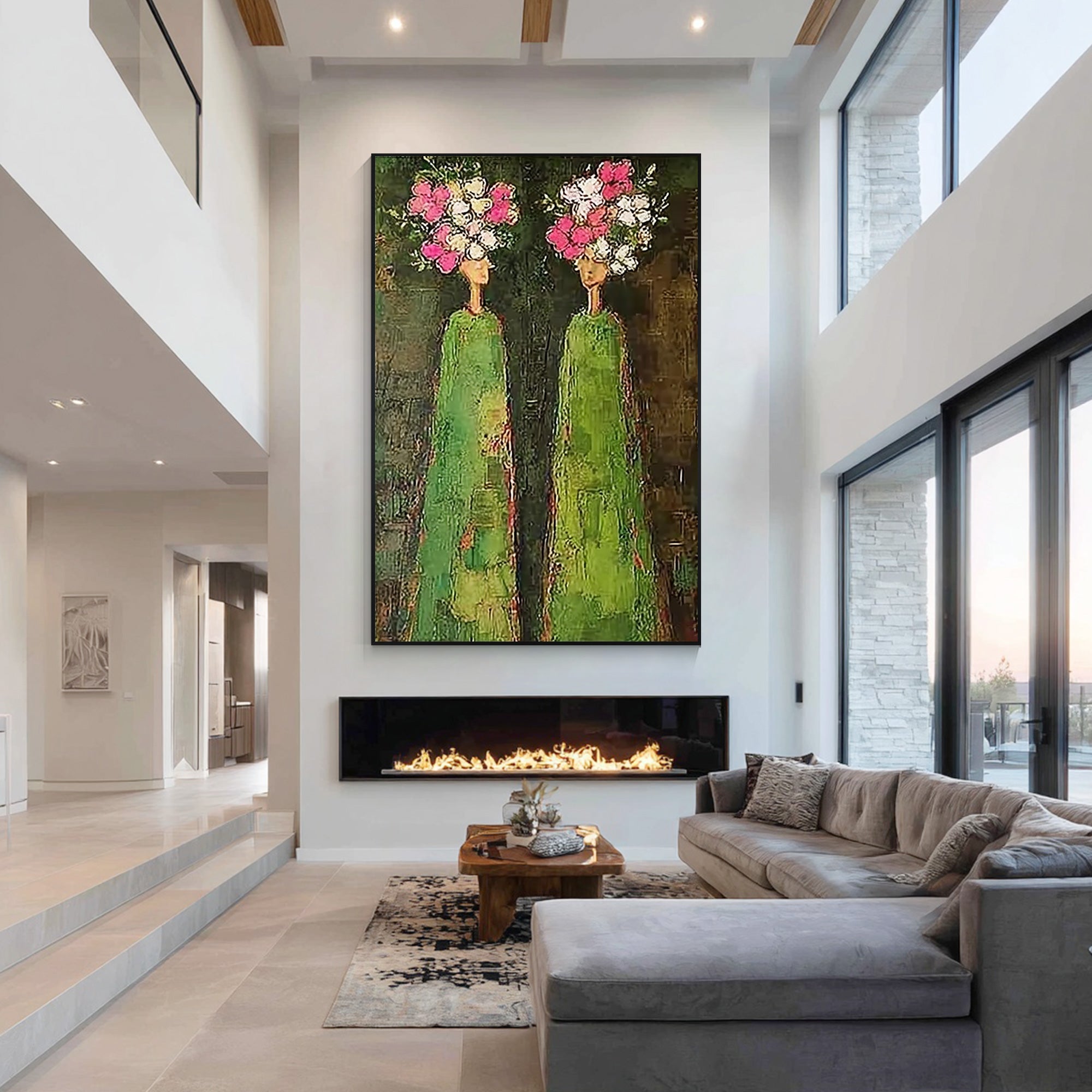 textured abstract woman painting contemporary wall art