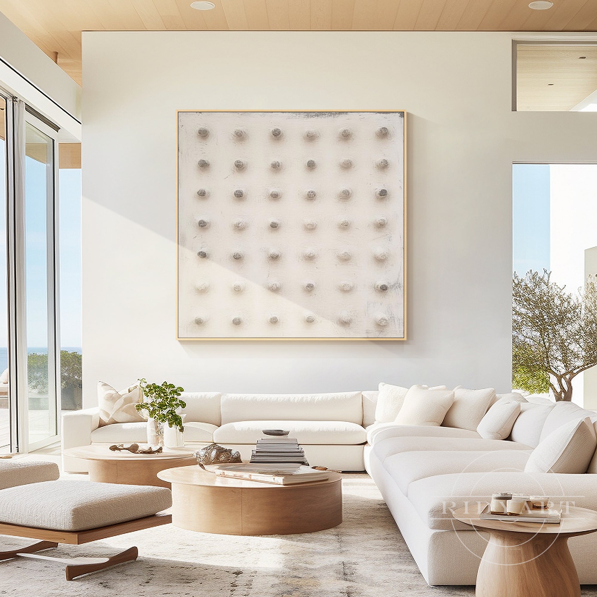 modern plaster wall art geometric grid design