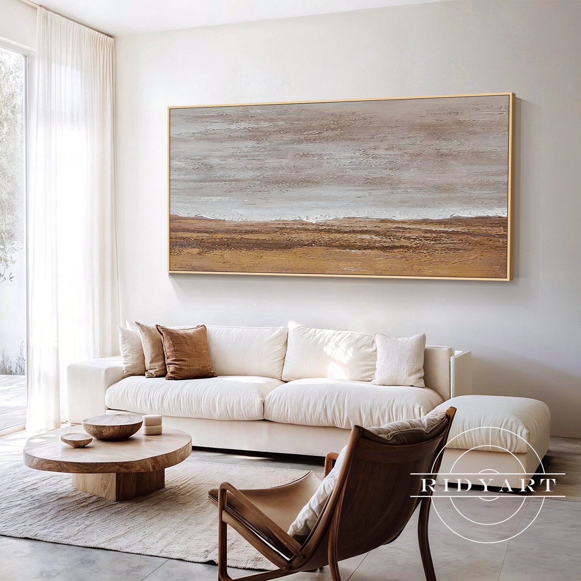 Wandkunst „Gold Mountain“ in Marineblau