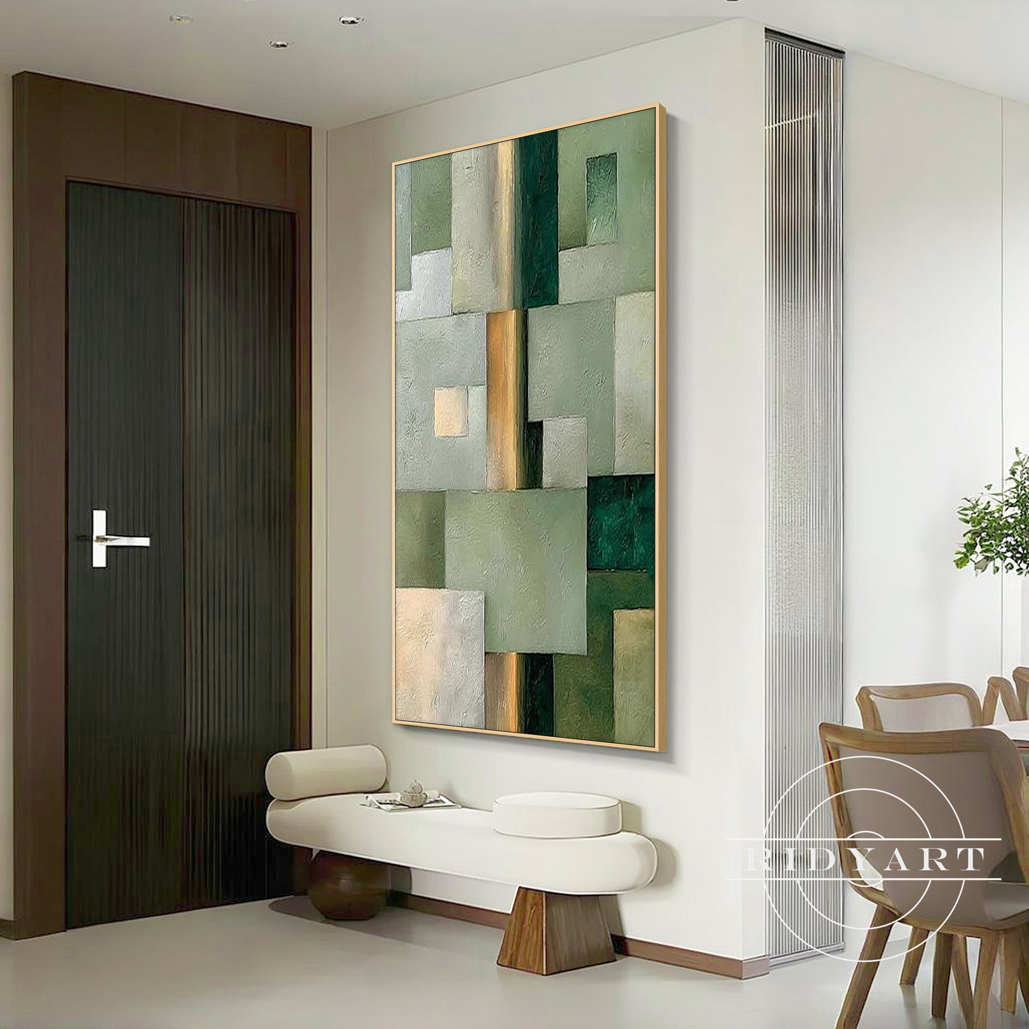 Wandkunst „Gold Mountain“ in Marineblau