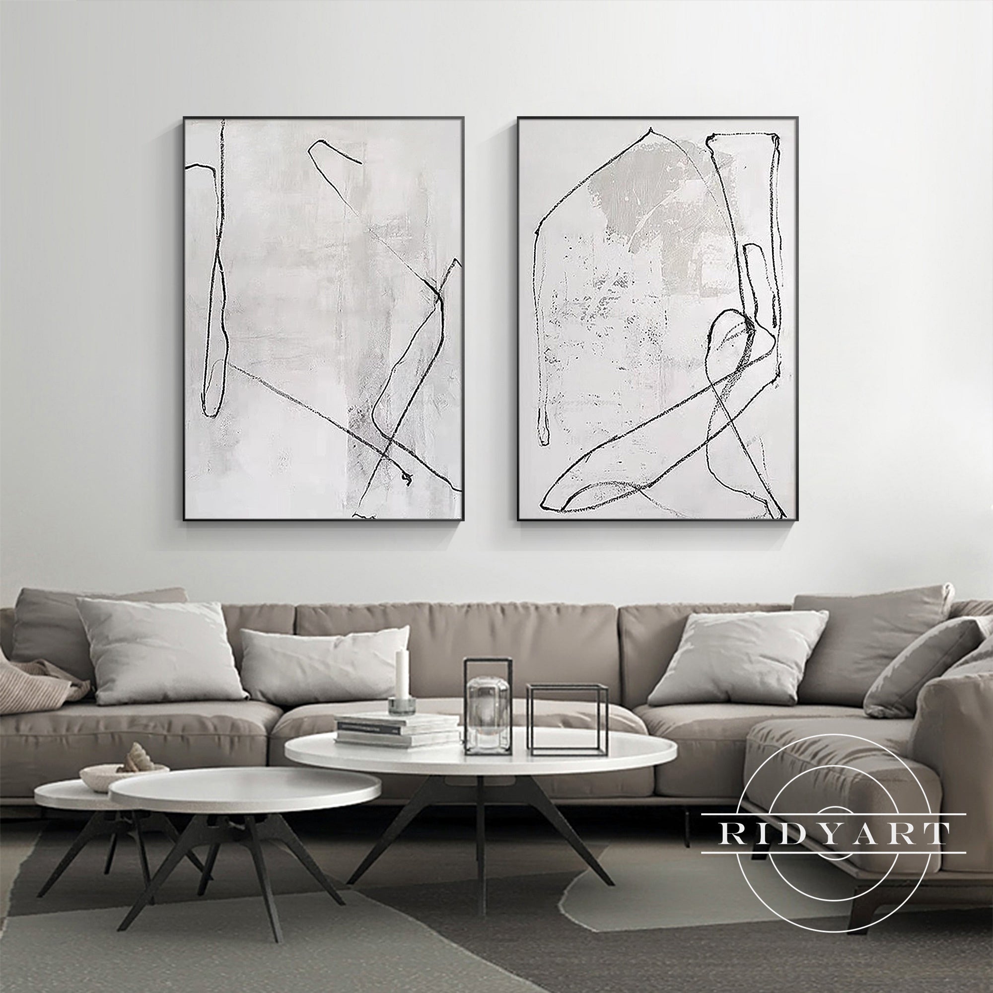 beige black wall art minimalist wabi sabi