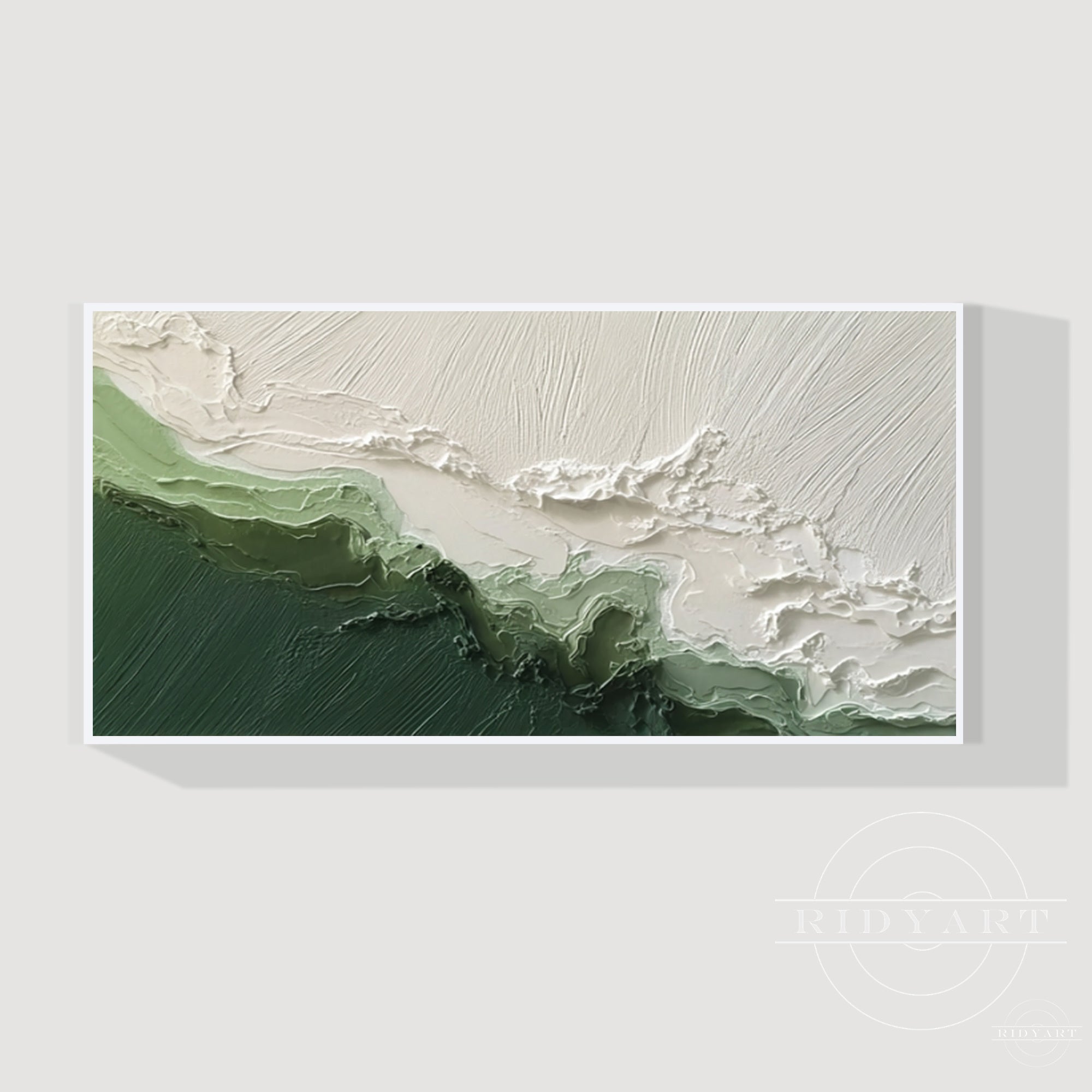 Sage green minimalist mountain textured painting