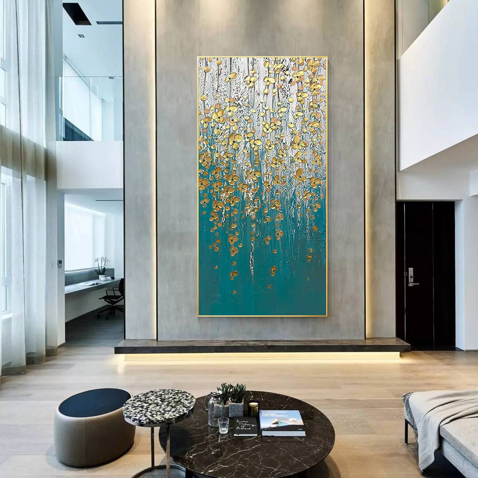 Teal Gold Abstract Wall Art