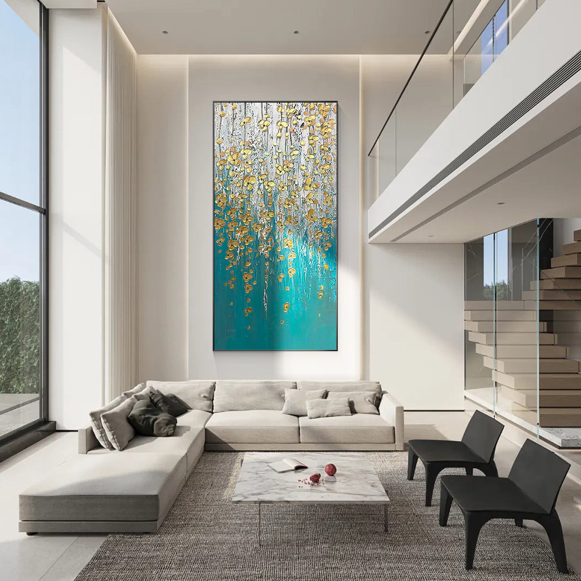 Teal Gold Abstract Wall Art