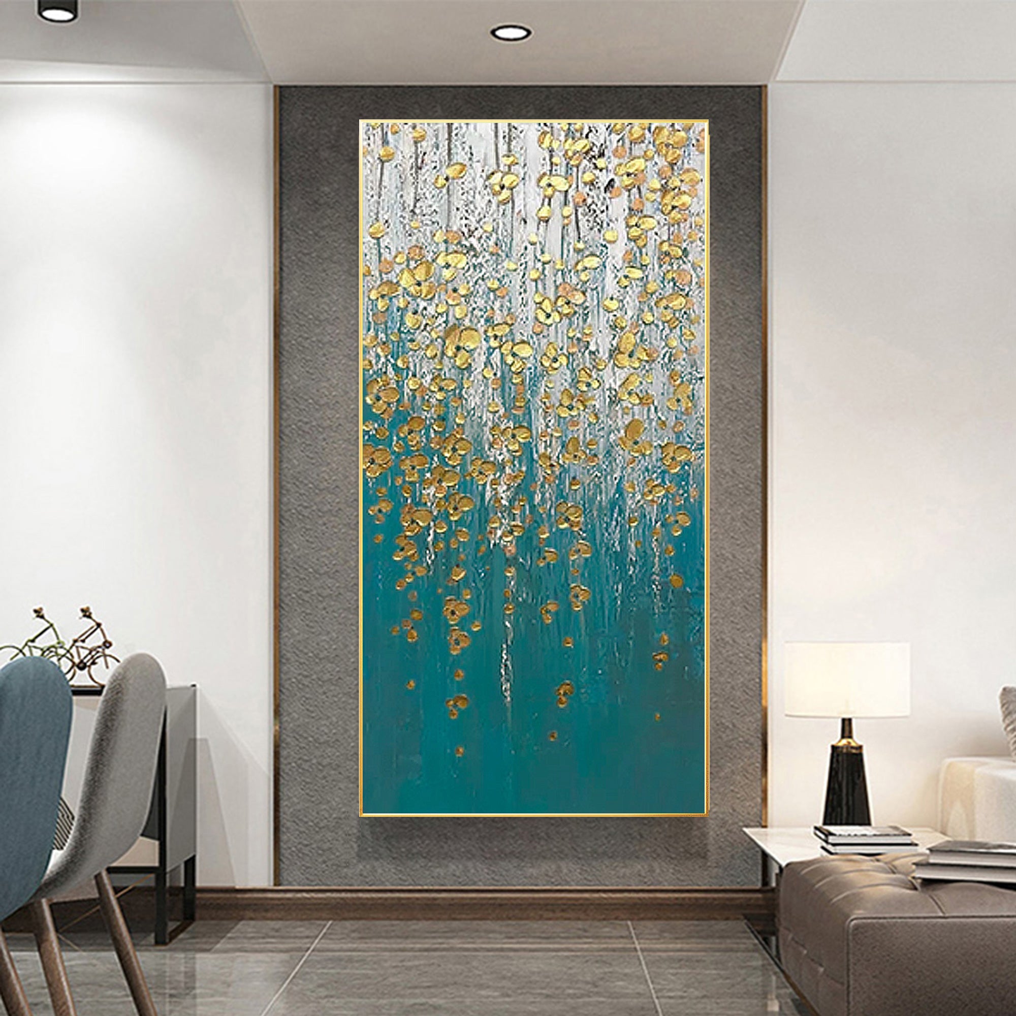 Teal Gold Abstract Wall Art