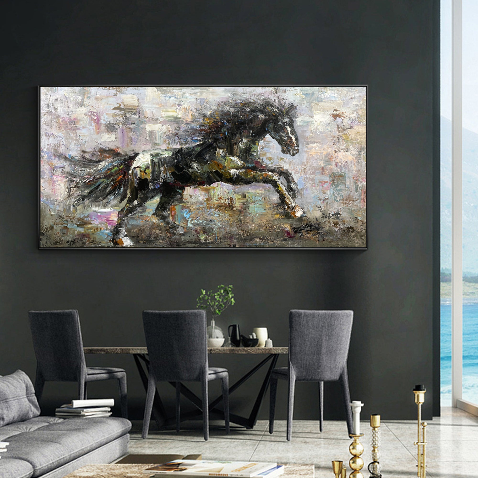 Abstract horse art with palette knife painting