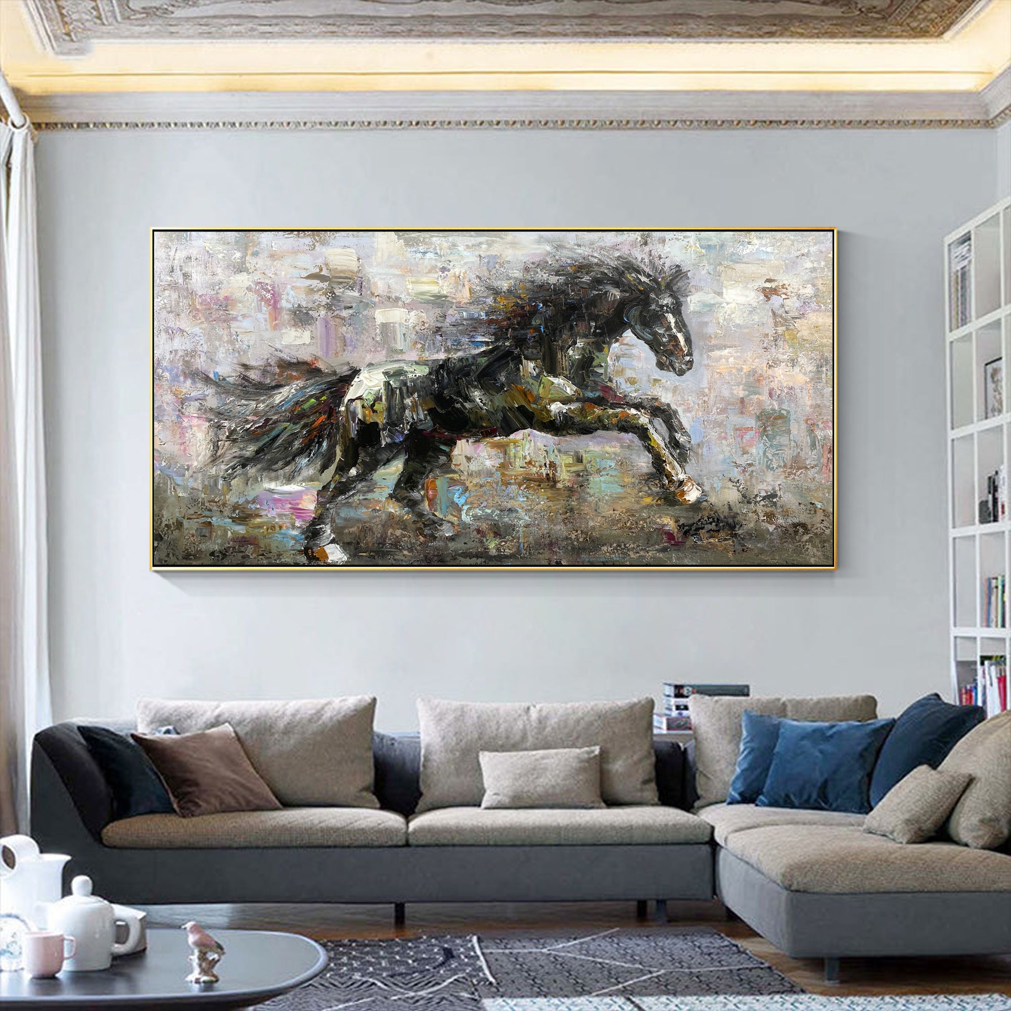 Abstract horse art with palette knife painting