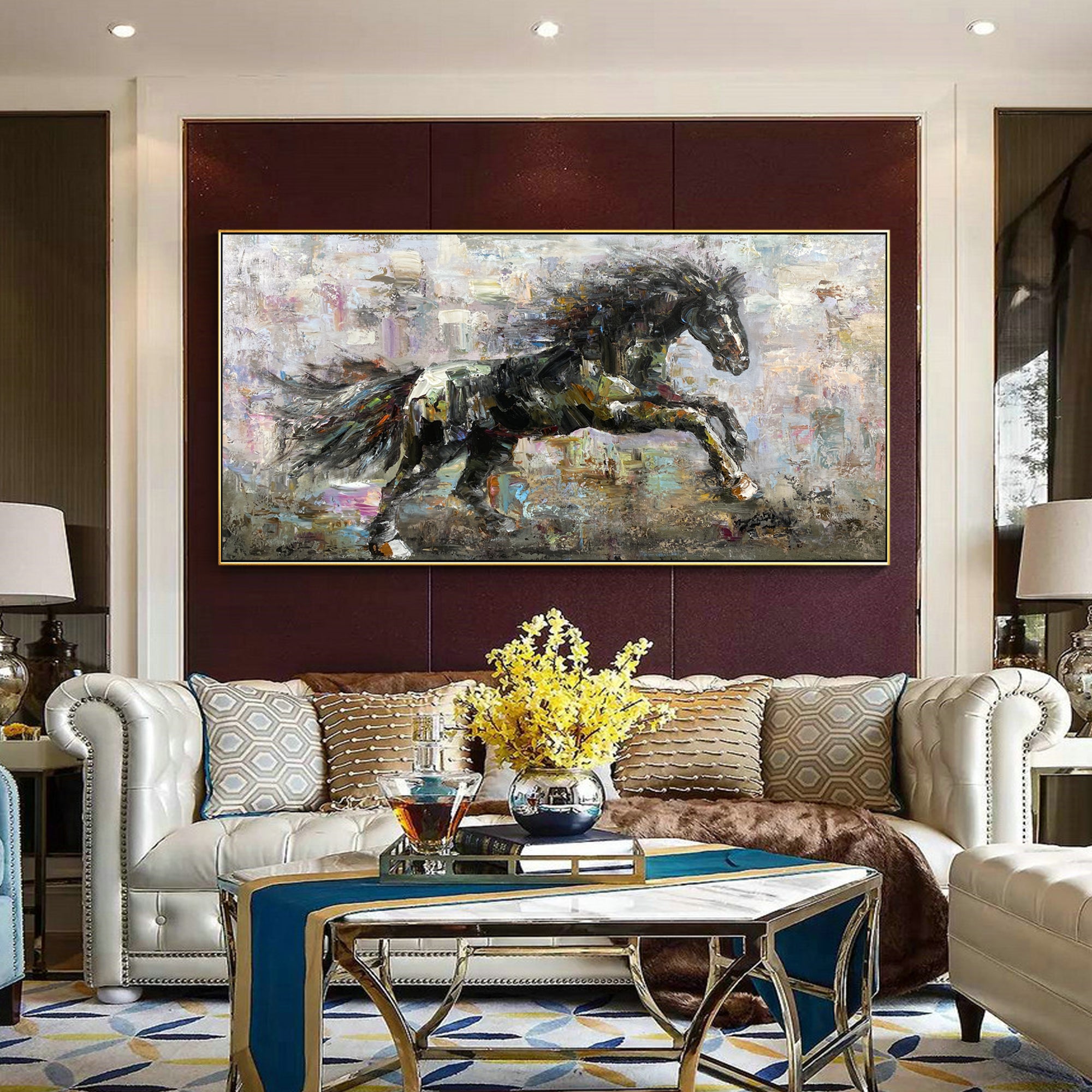 Abstract horse art with palette knife painting
