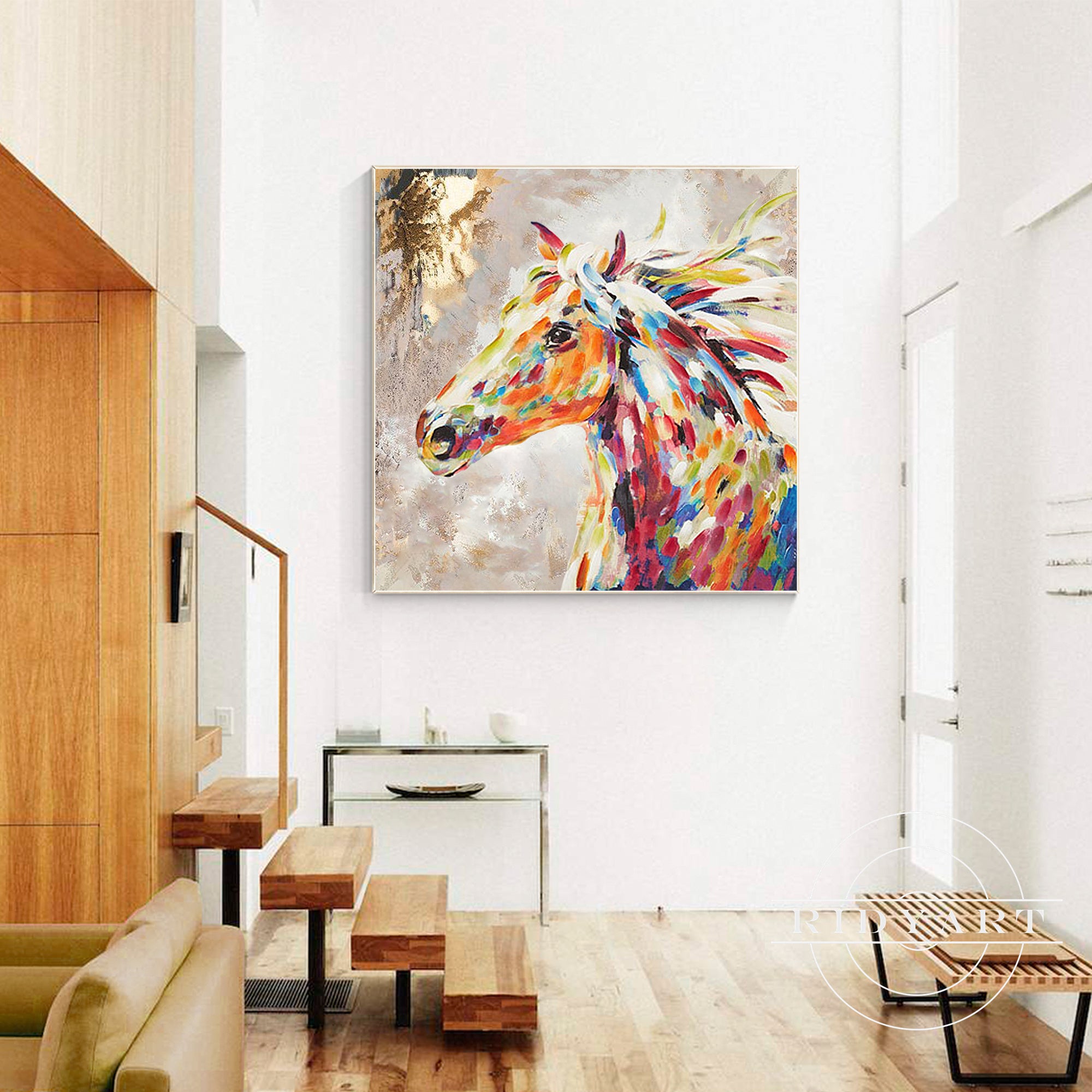 Salbeigrünes Berggemälde - Minimalistische große Wandkunst