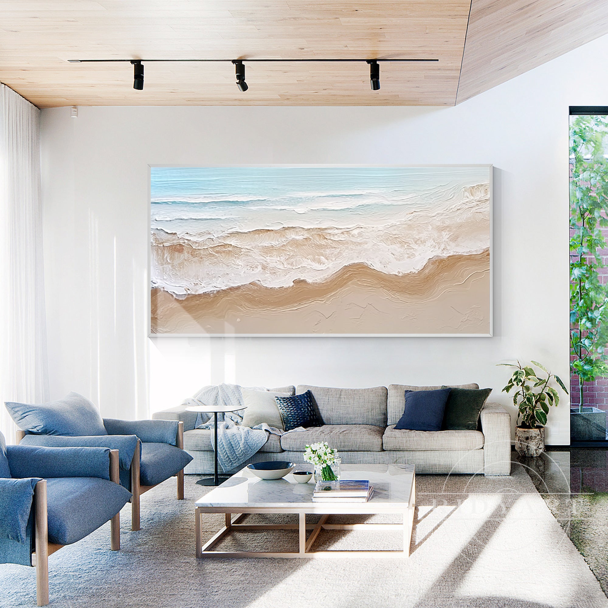 large horizontal ocean painting coastal home decor