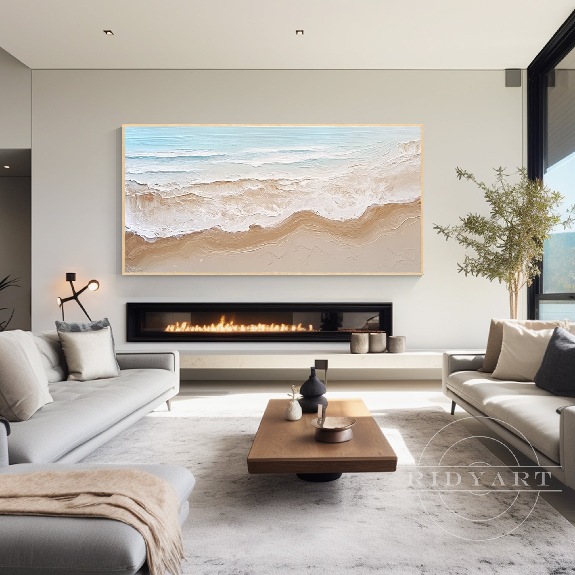 abstract coastal wall art modern beach painting decor