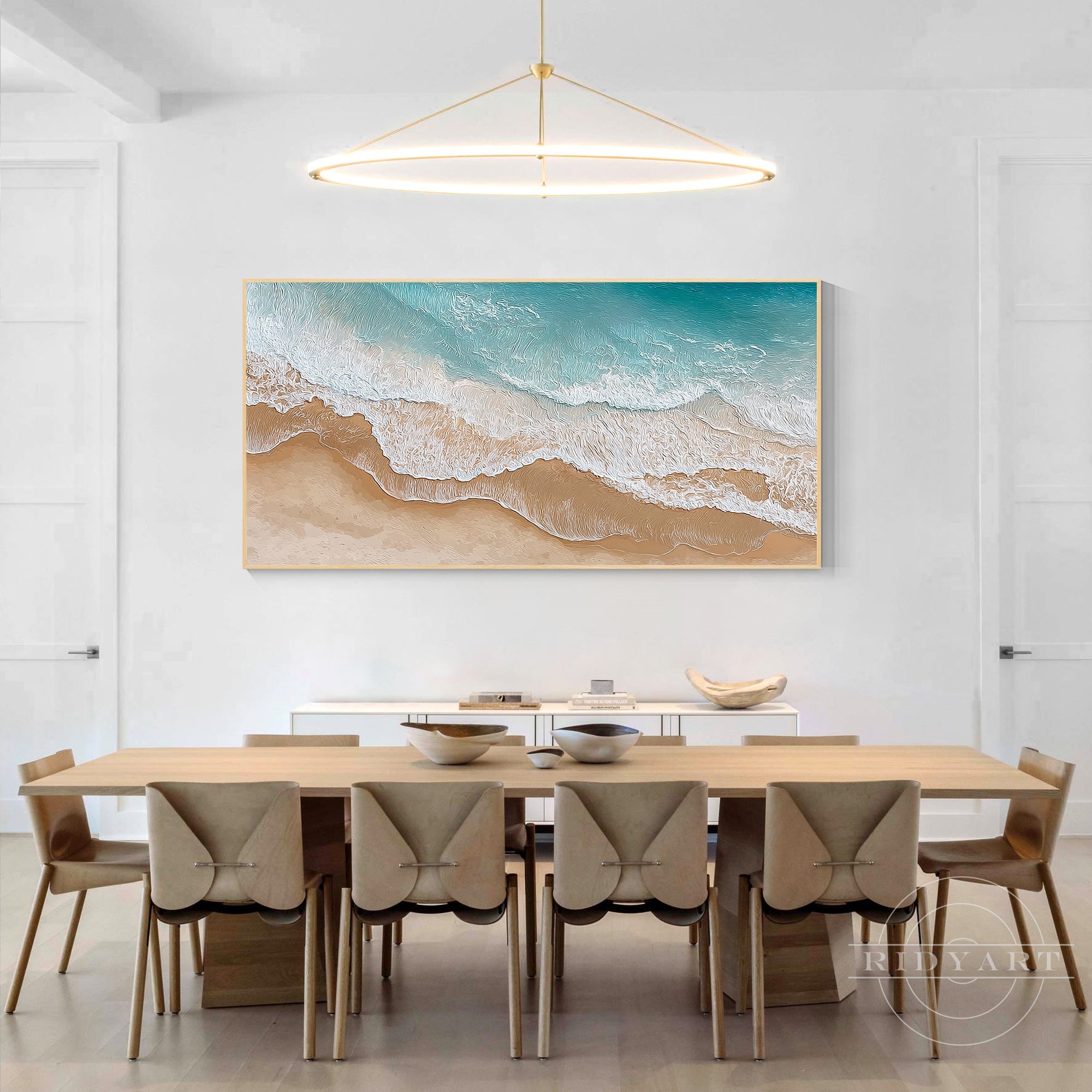 hand painted ocean wall art textured minimalist decor