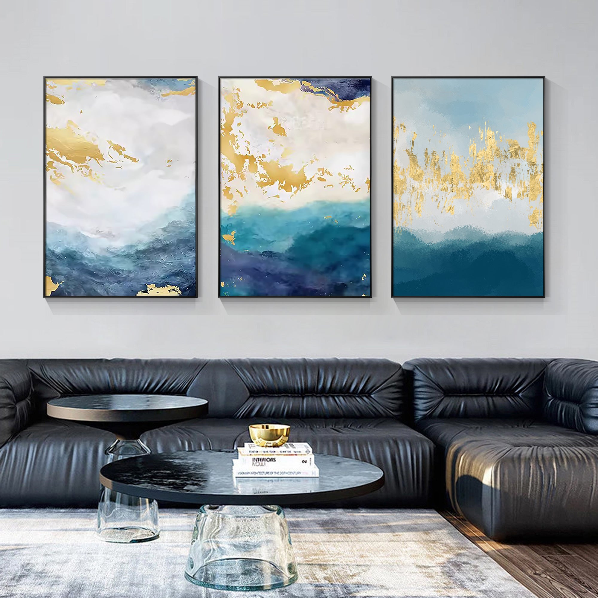 Blue Ocean With Gold Light Art