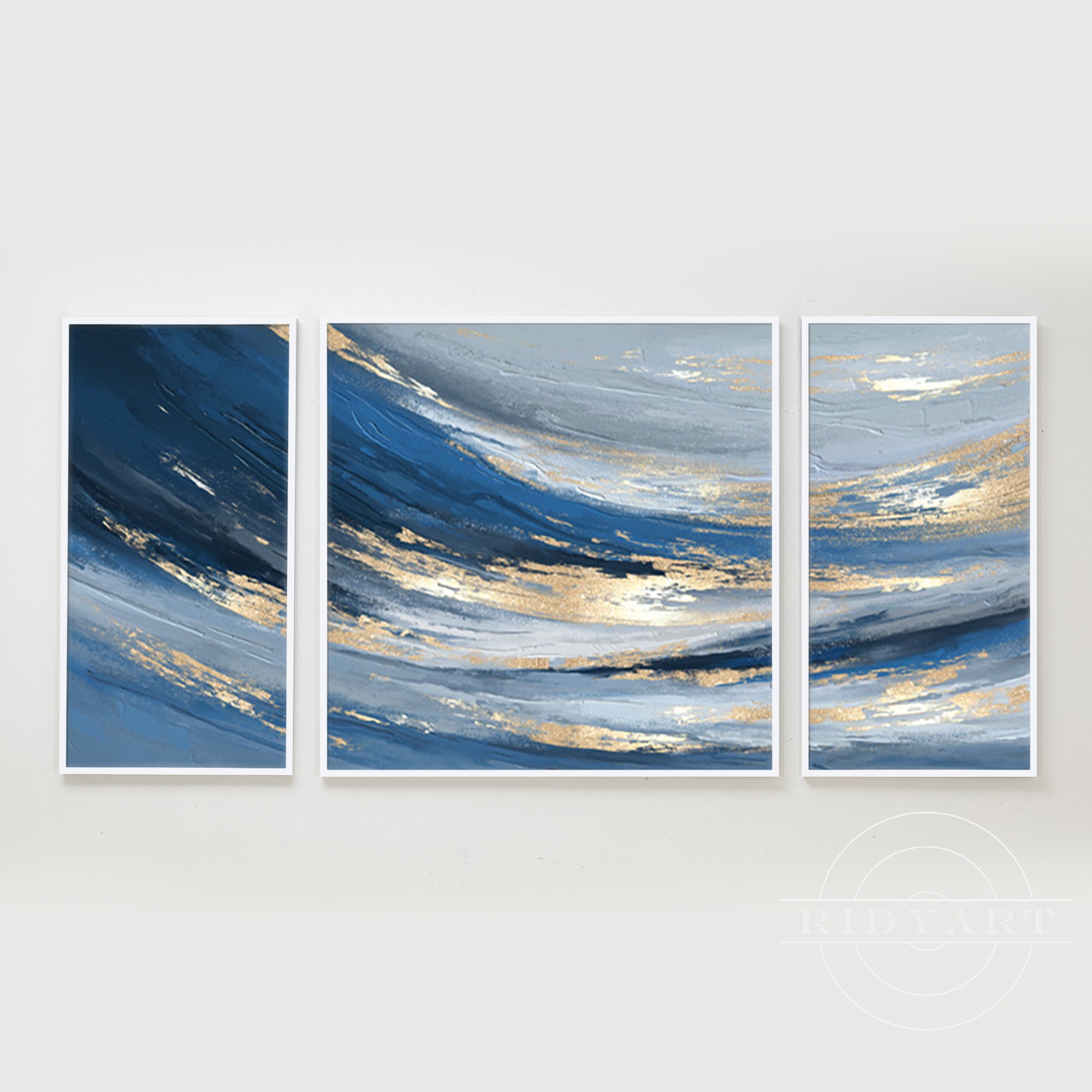 Wandkunst in Blau und Gold