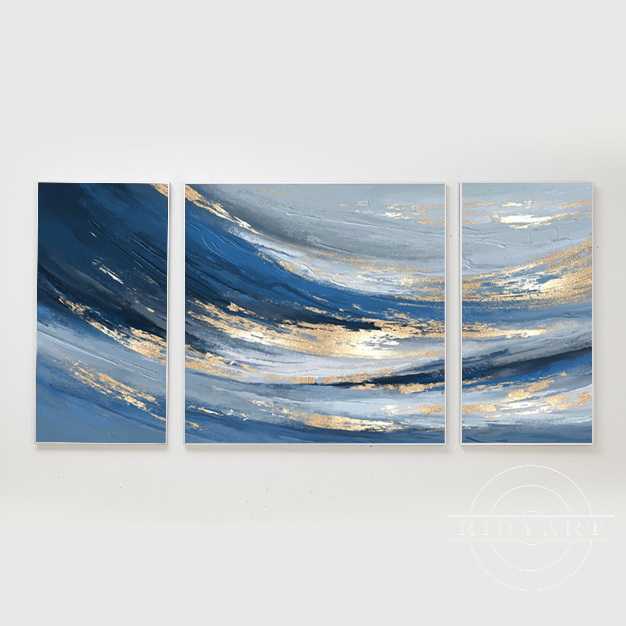Wandkunst in Blau und Gold