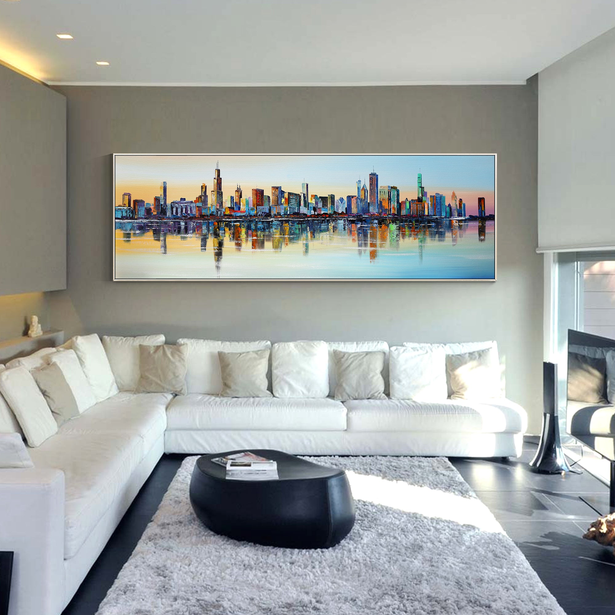 Chicago Sunset Skyline painting