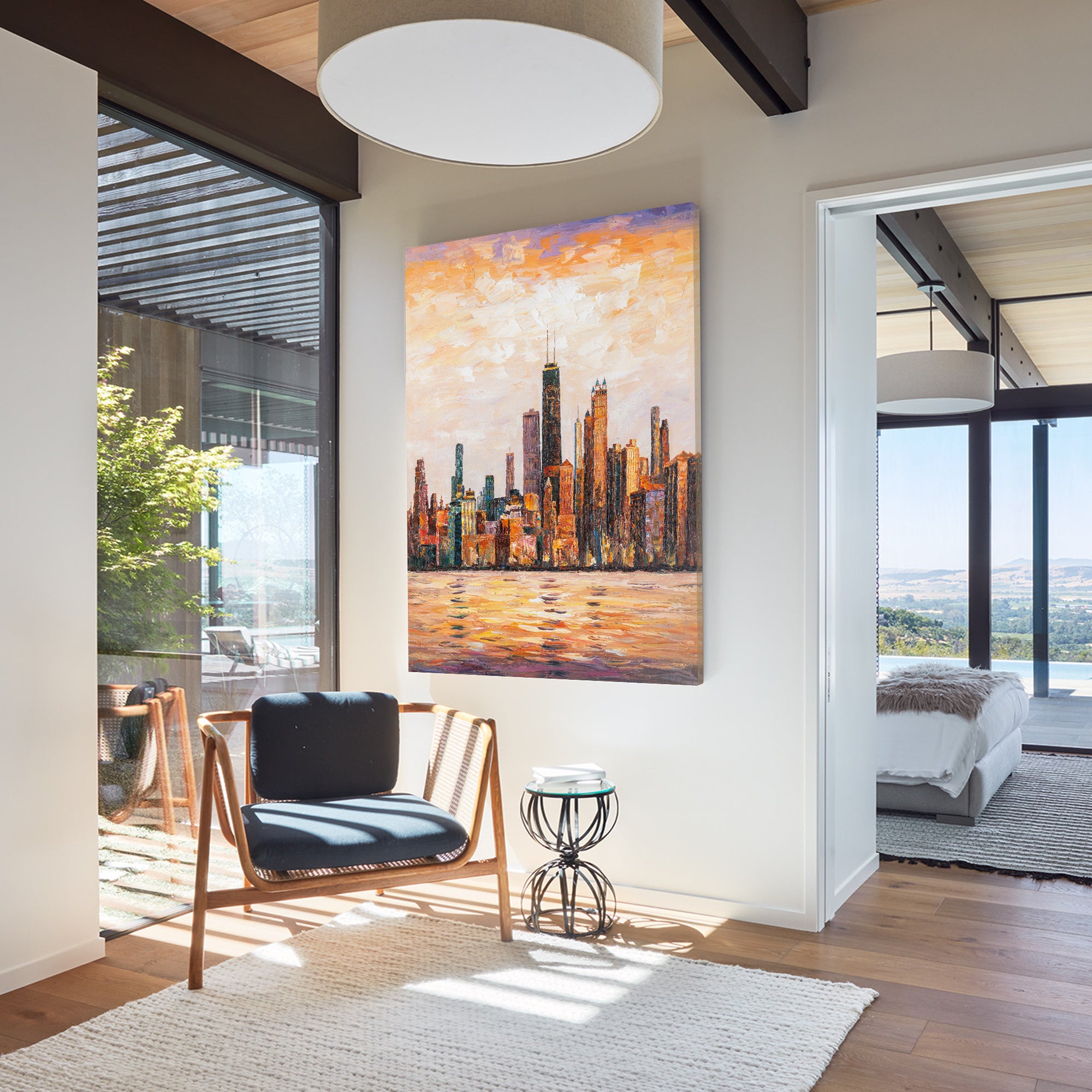 Chicago skyline oil painting
