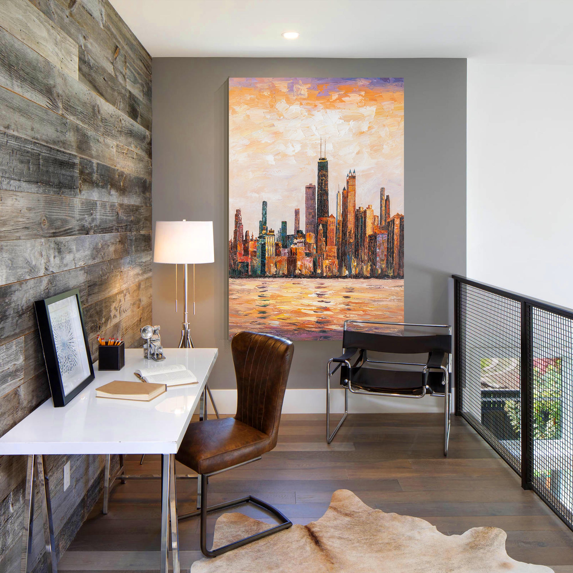 Chicago skyline oil painting