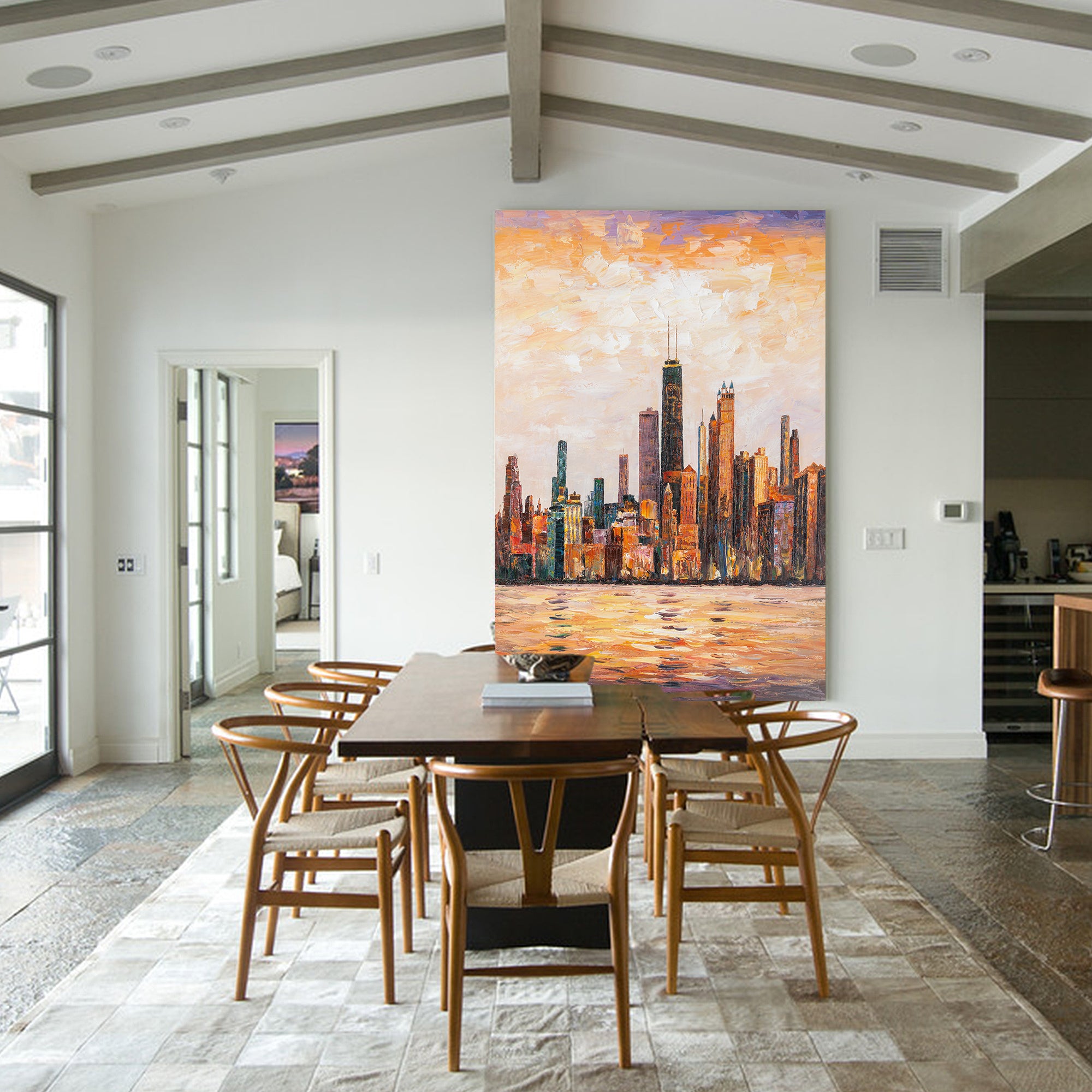 Chicago skyline oil painting