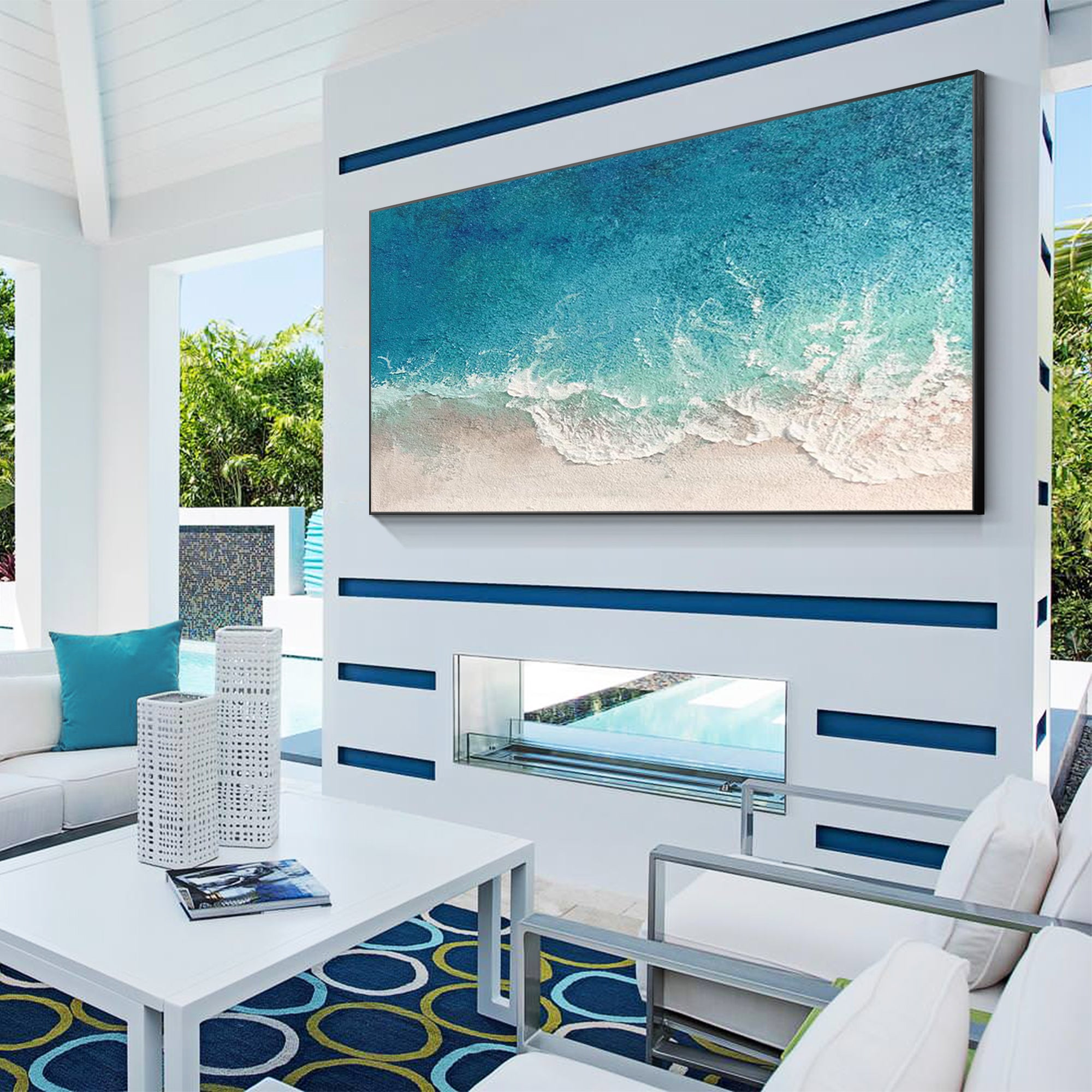 Teal Blue Ocean Painting