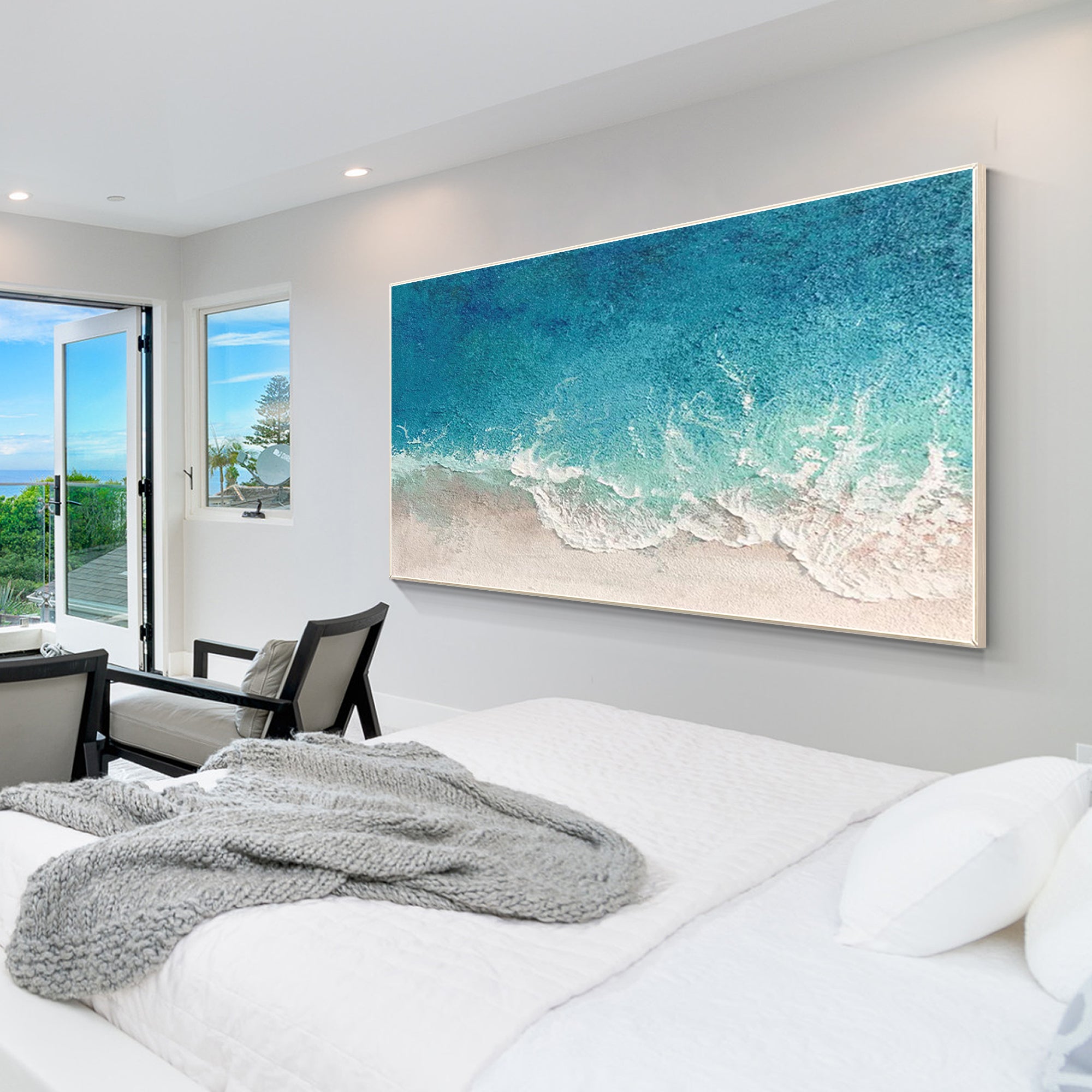 Teal Blue Ocean Painting