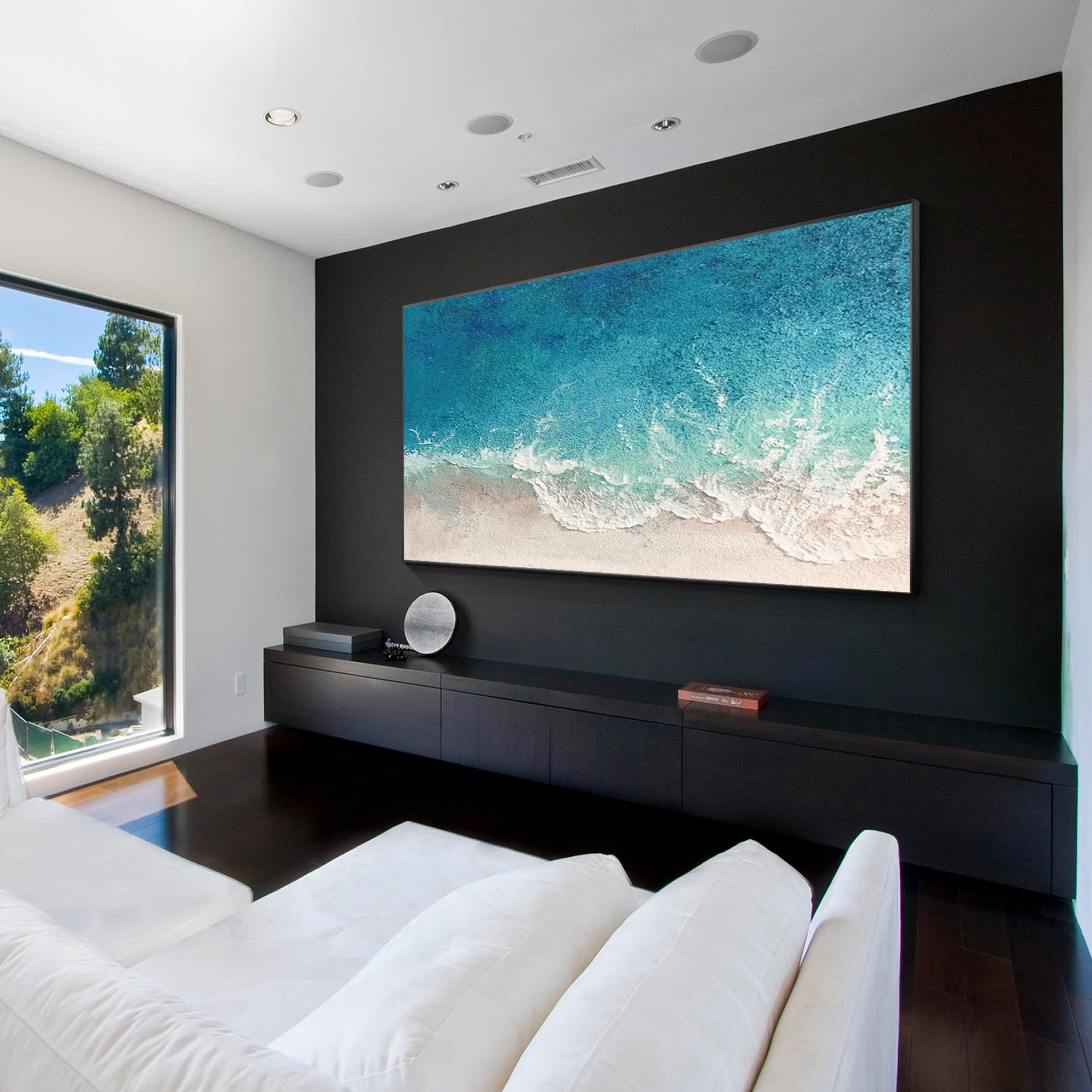 Teal Blue Ocean Painting