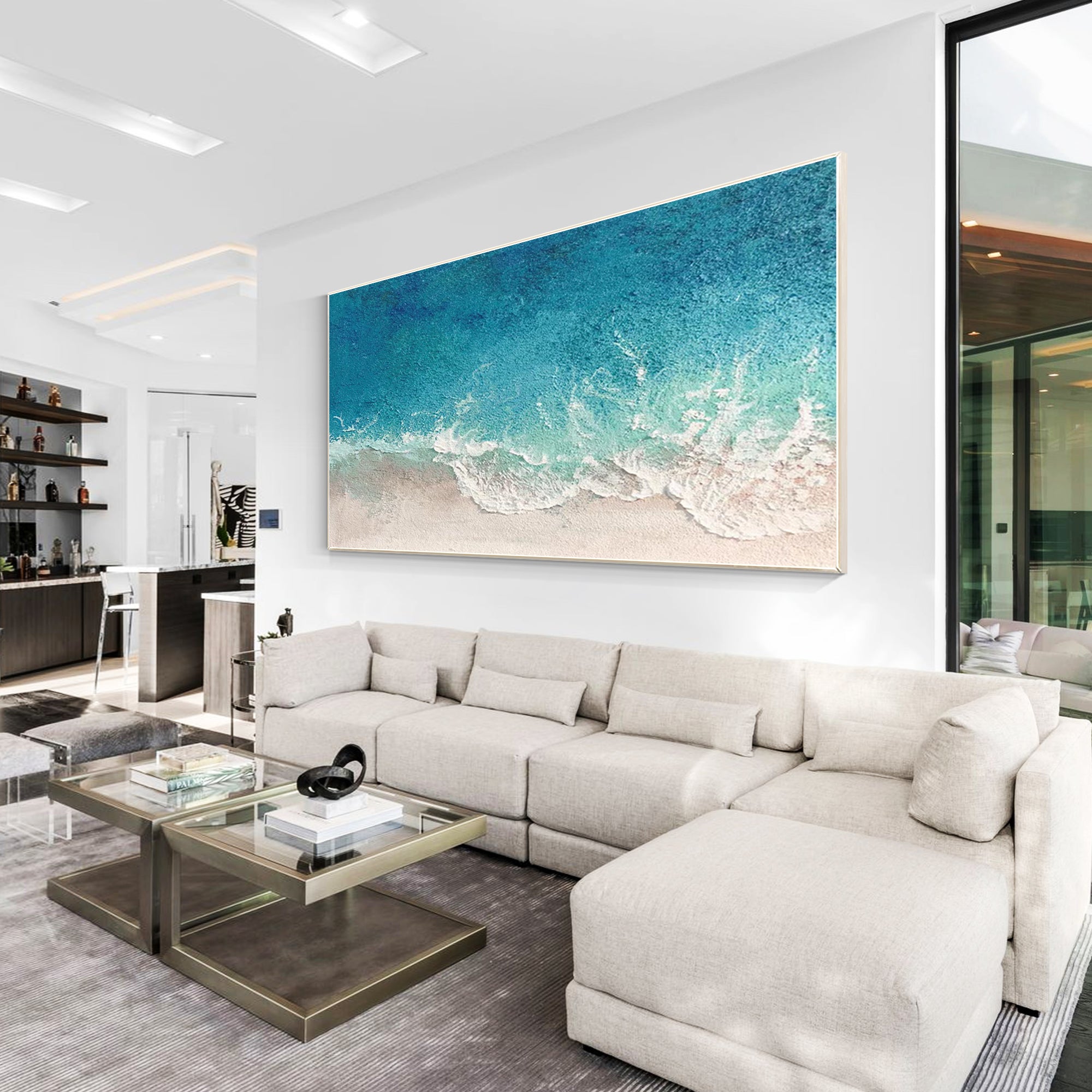 Teal Blue Ocean Painting