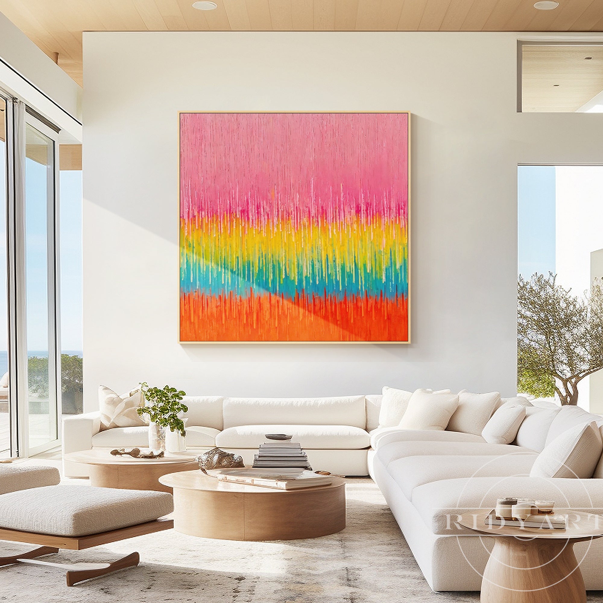Arte de pared abstracto rosa BA0953