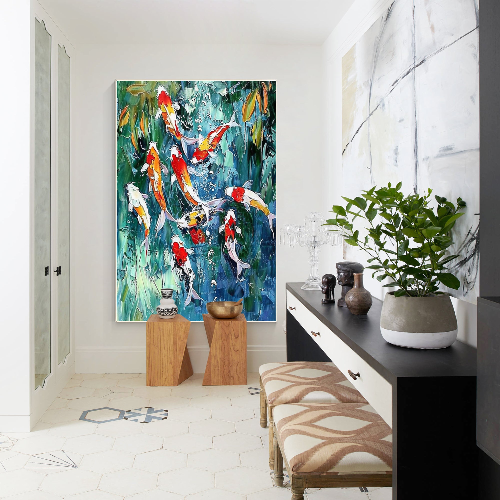 Bunte KOI Fisch Malerei Zen Kunst