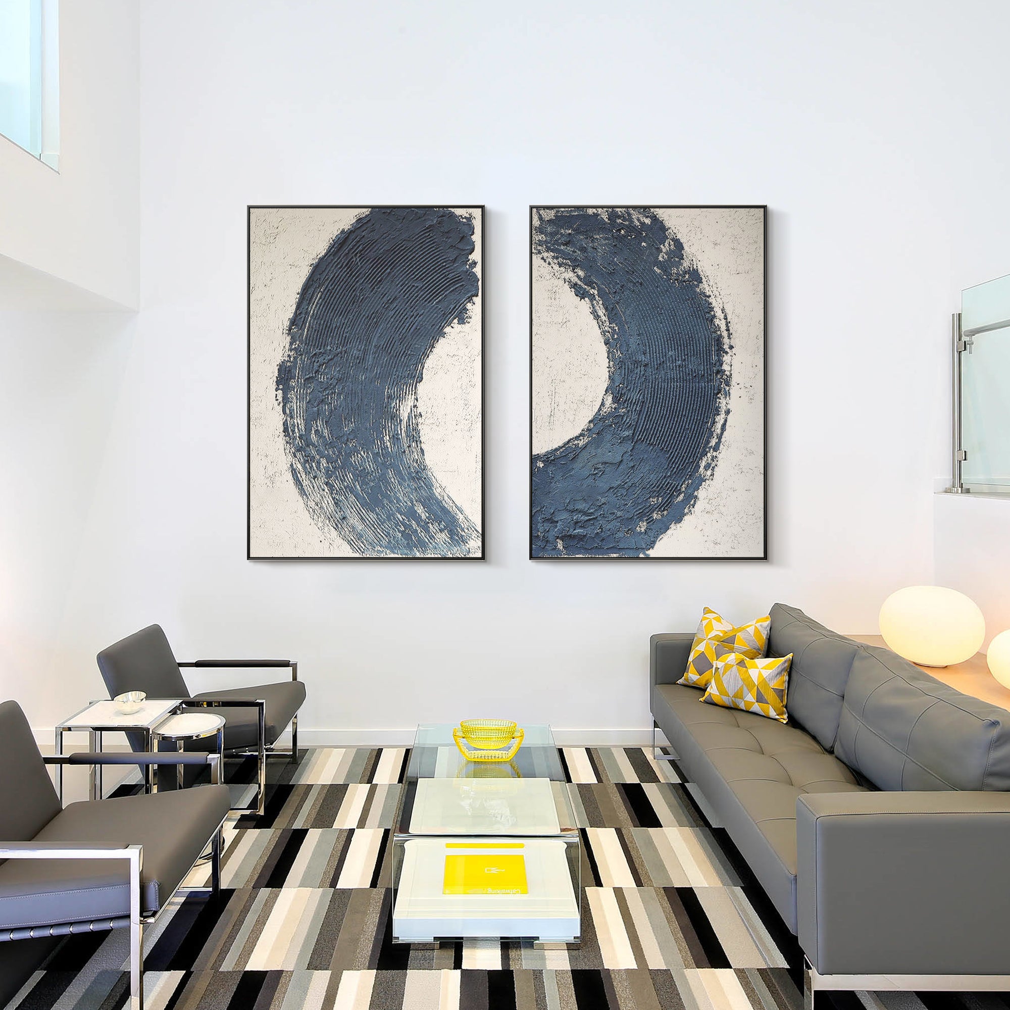 abstract blue wall decor