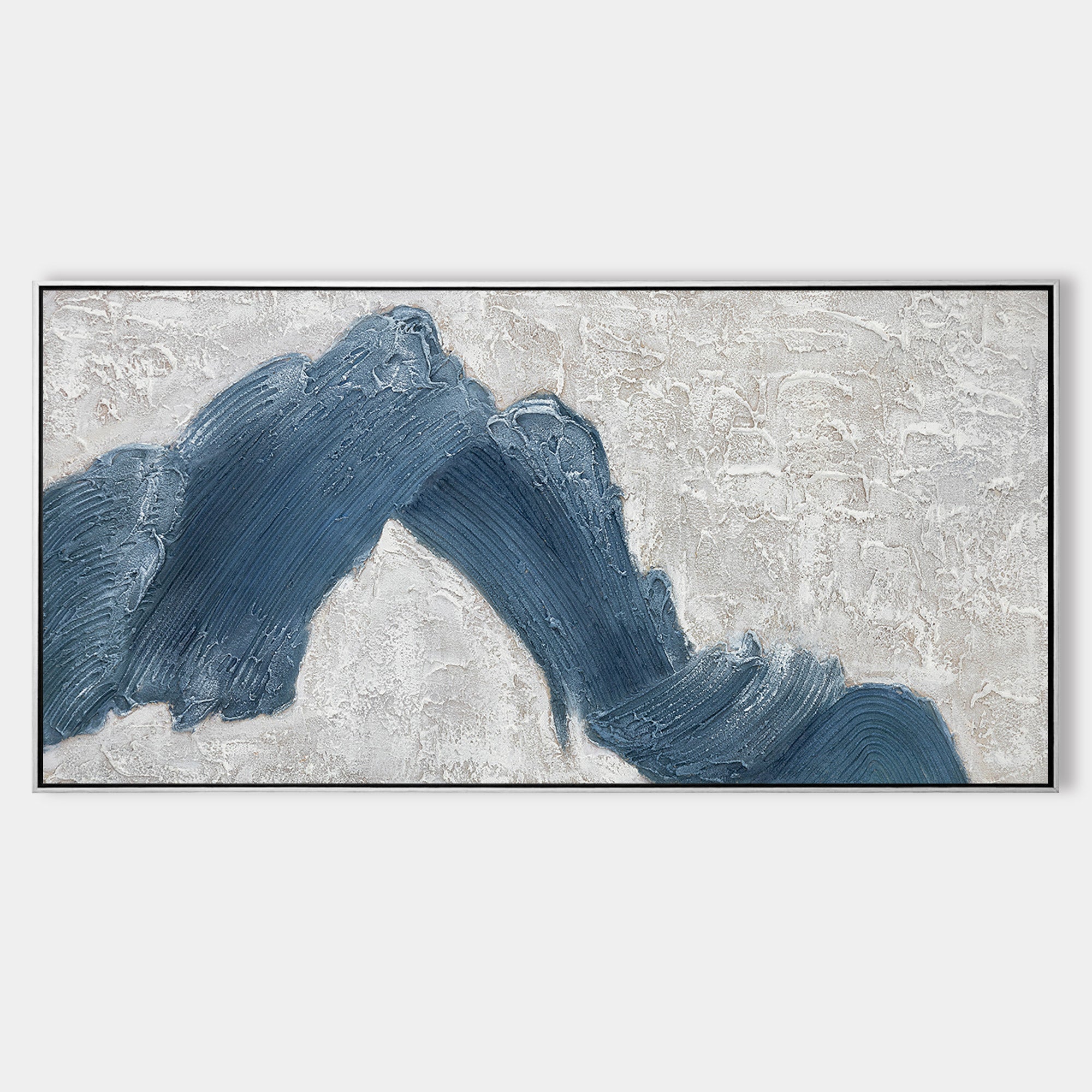 Navy Blue Mountain Textured Painting