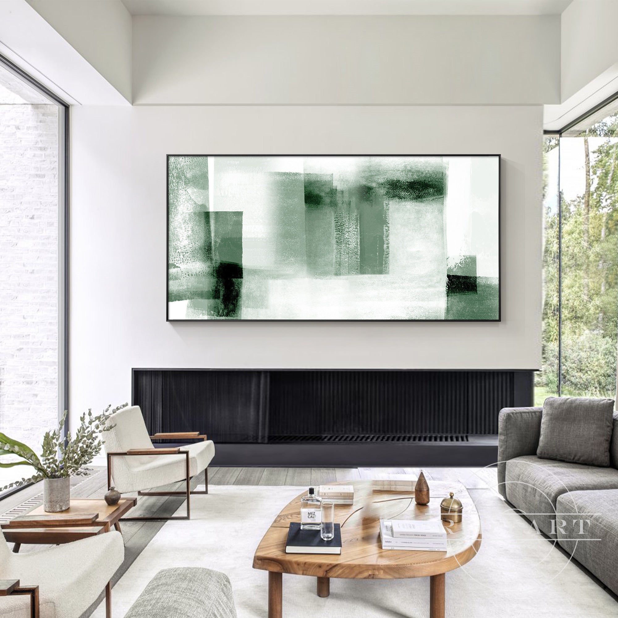 Sophisticated sage green abstract art for bedrooms and entryways