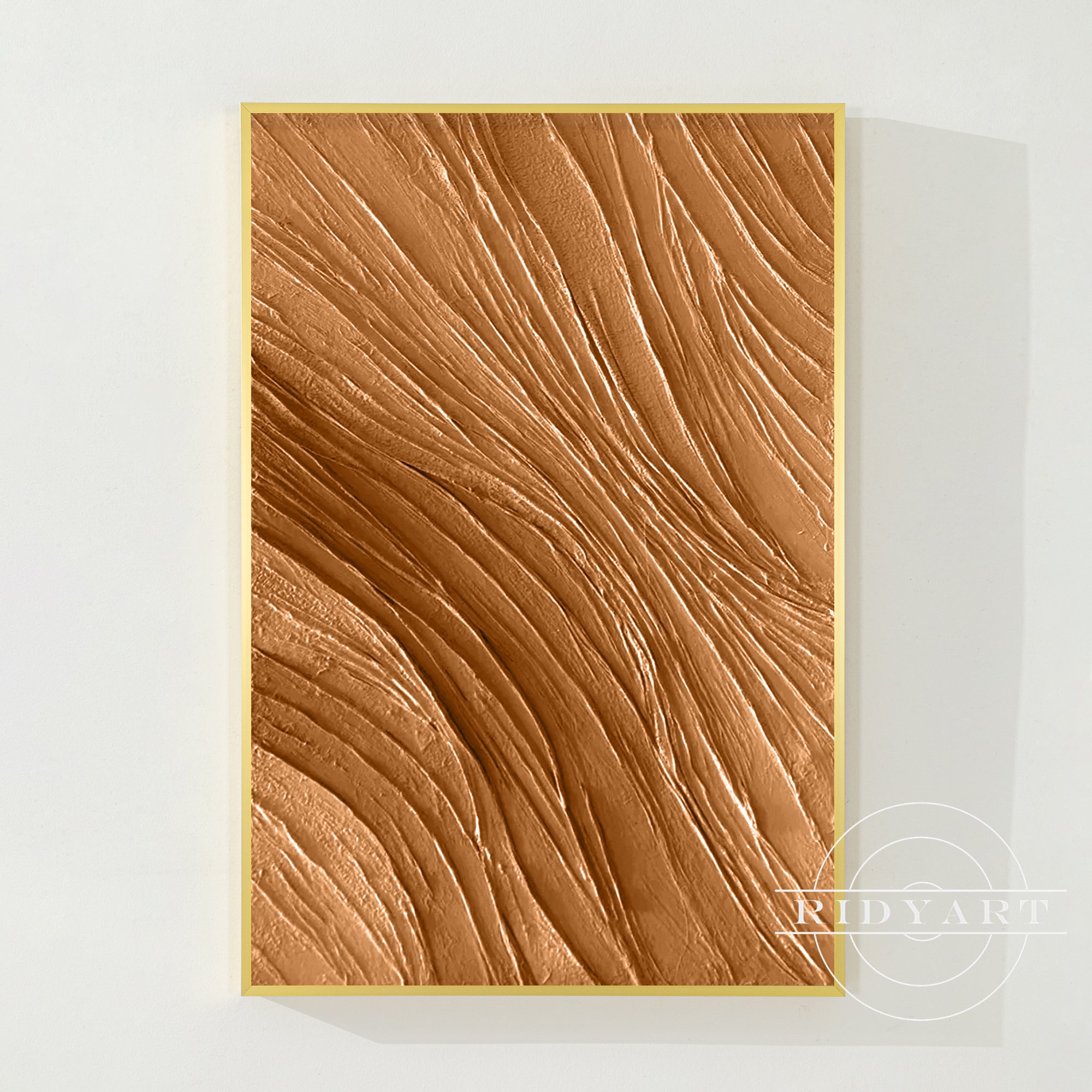 Arte su tela astratta minimalista con texture 3D nei toni della terra
