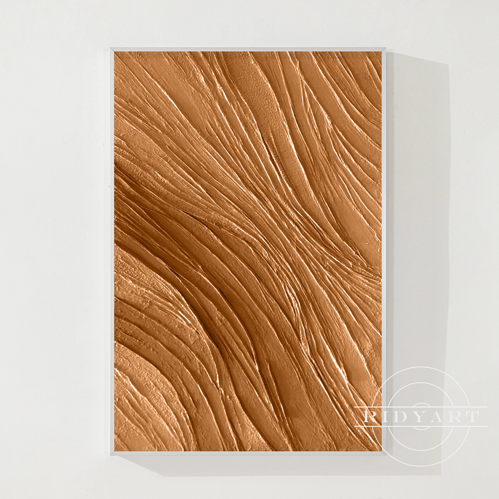 Arte su tela astratta minimalista con texture 3D nei toni della terra
