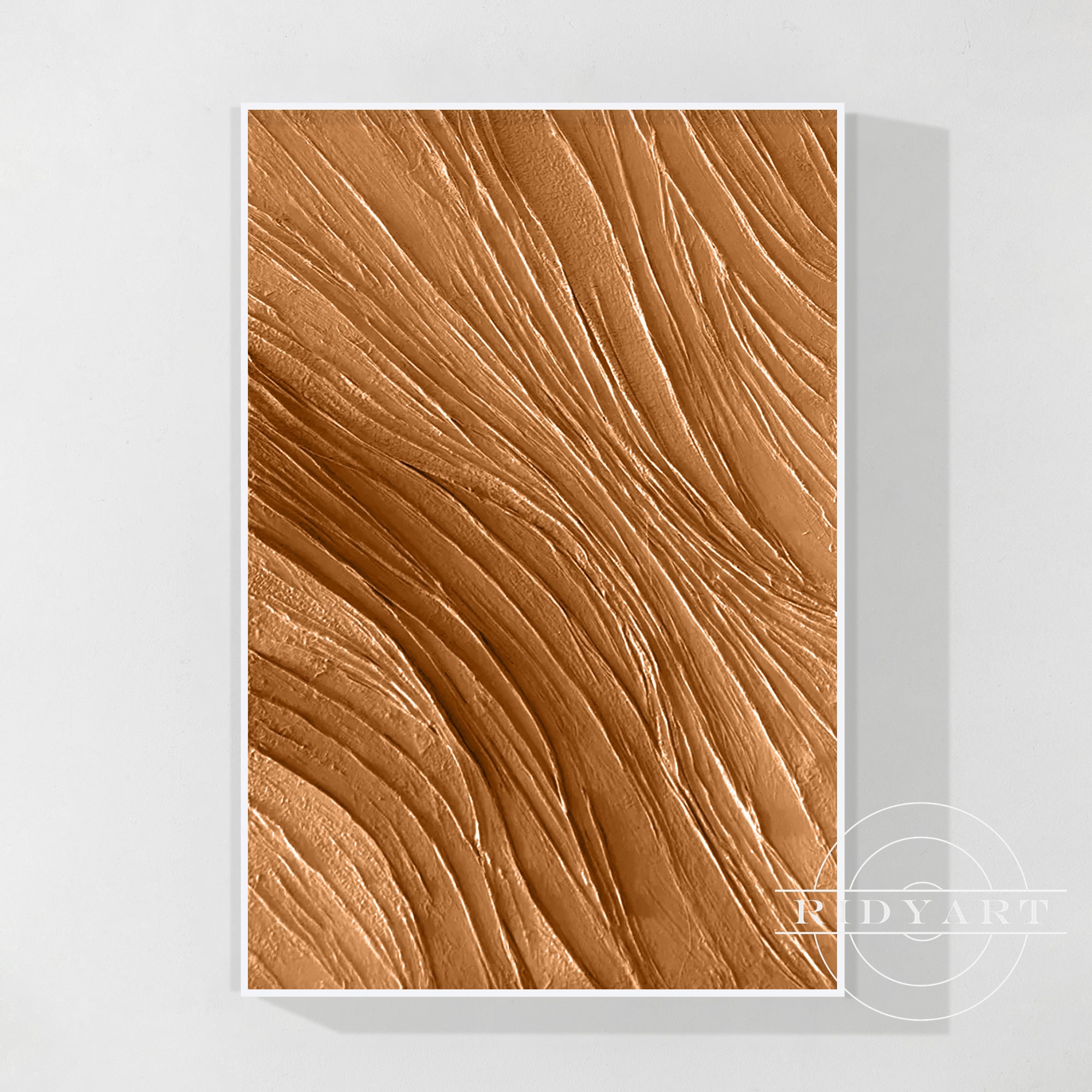 Arte su tela astratta minimalista con texture 3D nei toni della terra