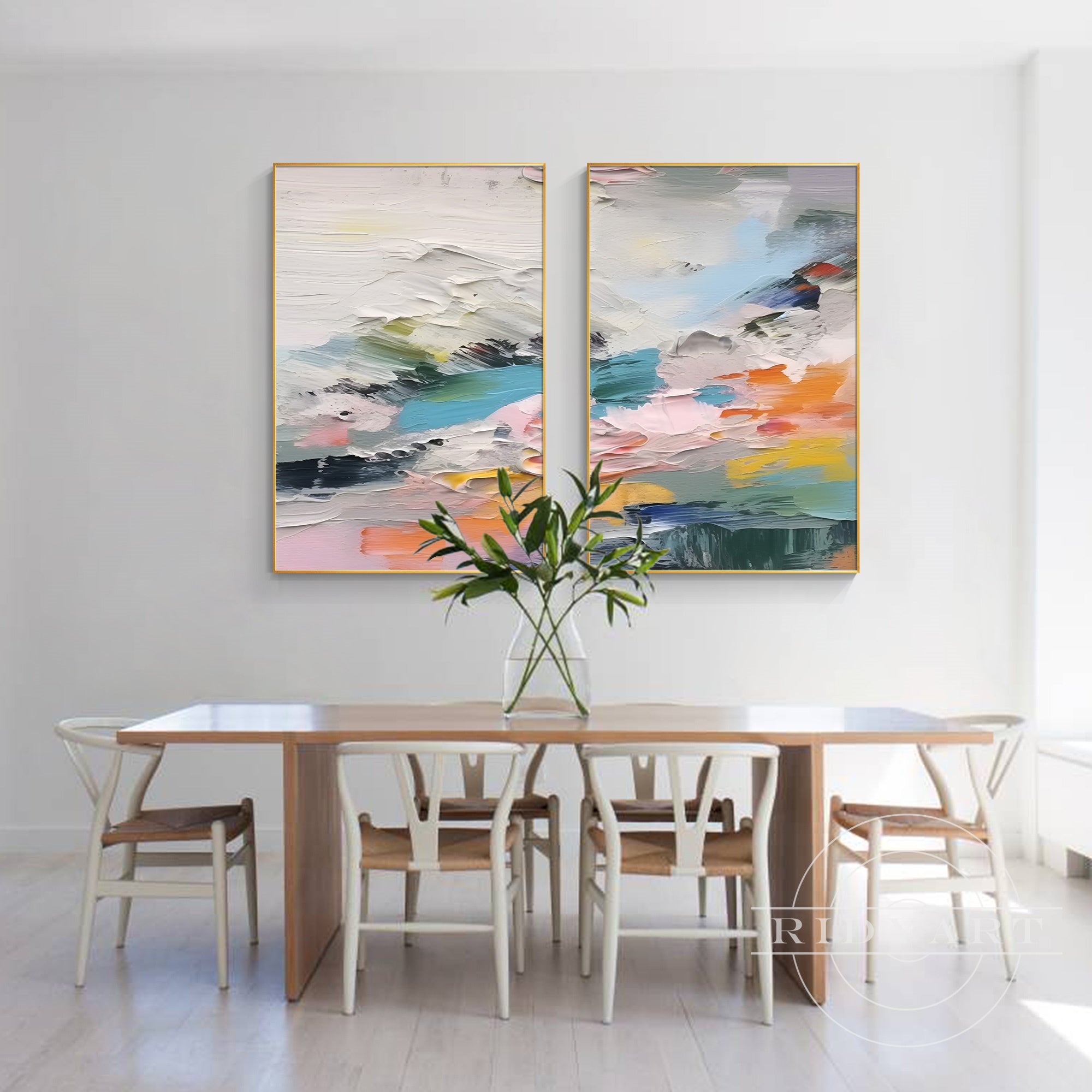 Contemporary pastel textured art set for minimalist home design