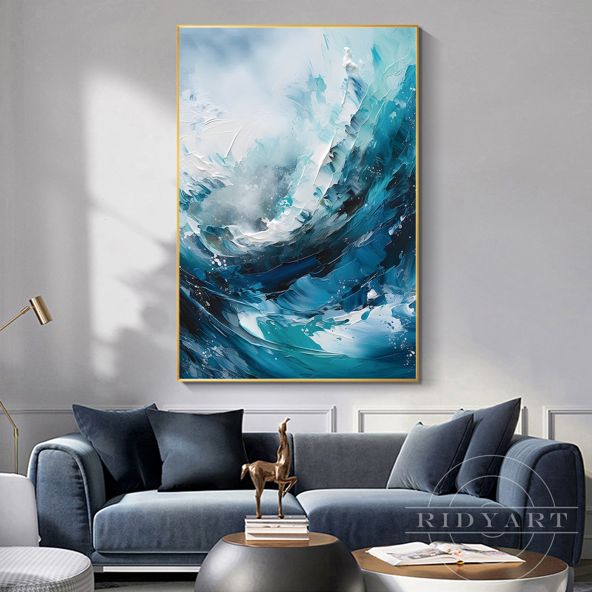 Unique Teal Blue Textured Painting – Elevate Your Wall Art Collection