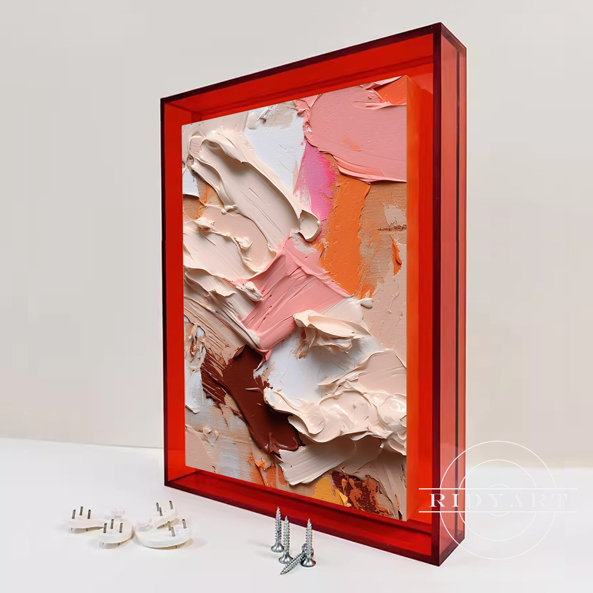 Dopamine-colored floating acrylic frame for modern art