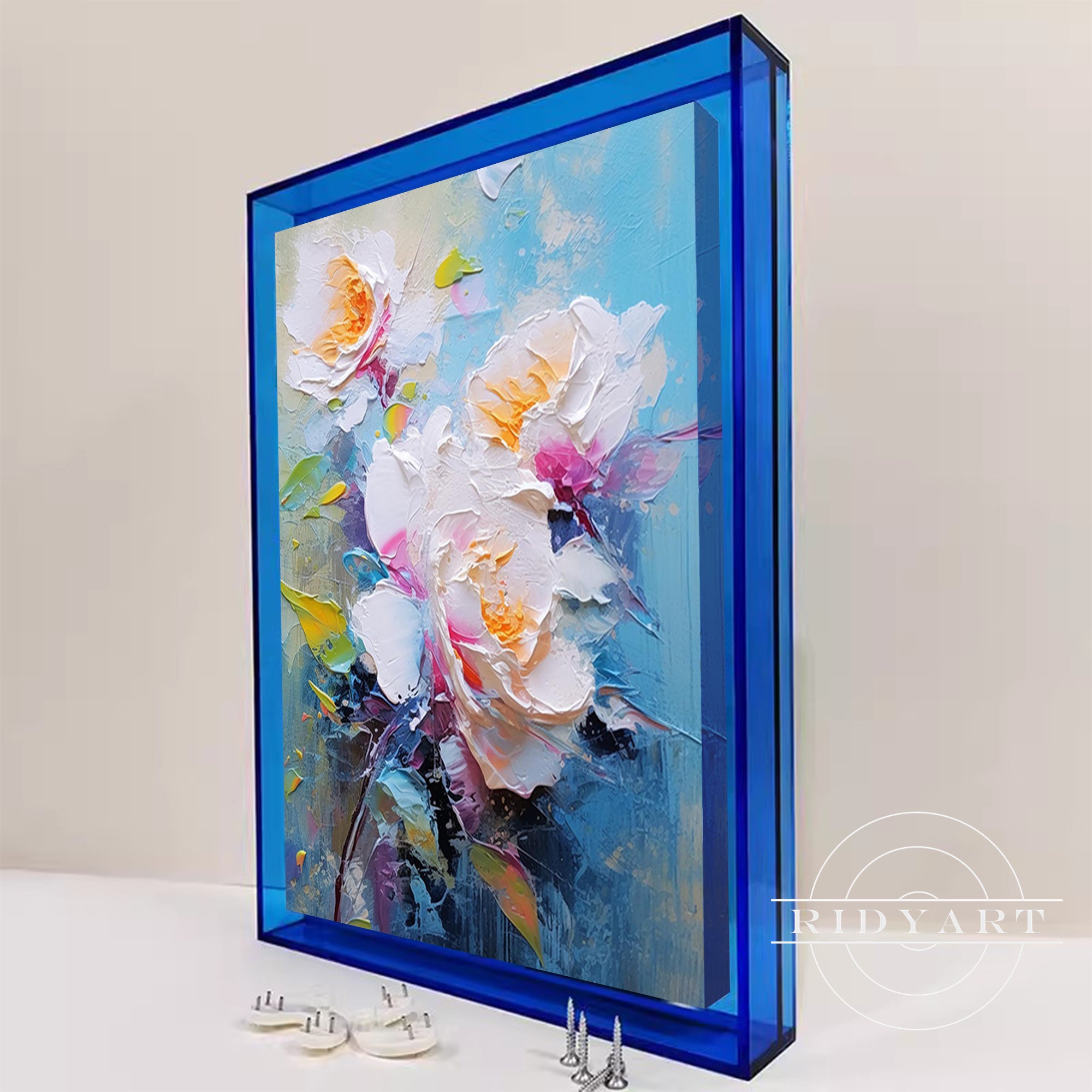Floating acrylic photo frame with vibrant color