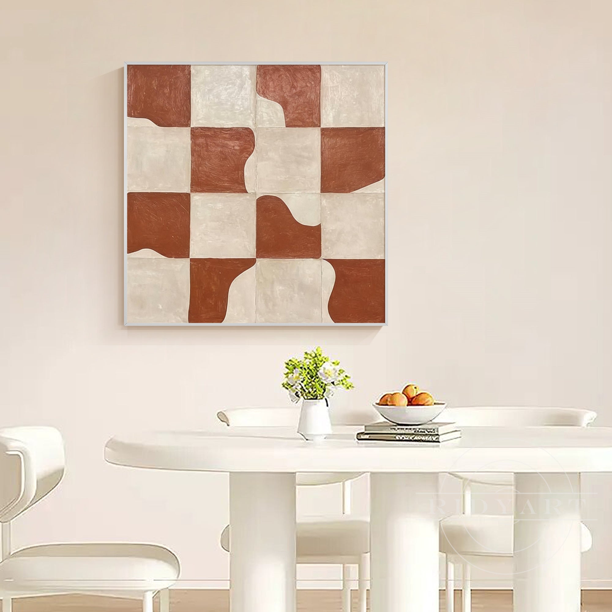 beige brown geometric textured canvas wall art decor