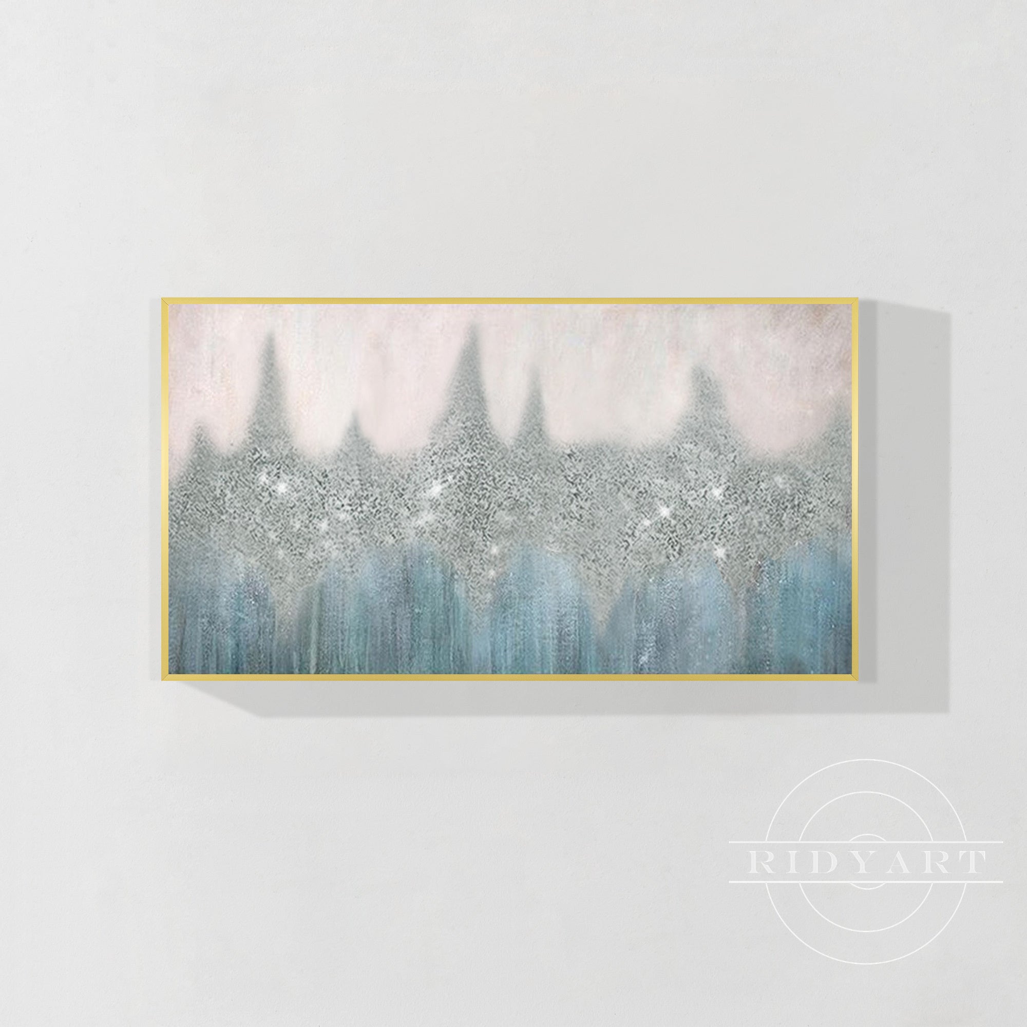 Wandkunst „Gold Mountain“ in Marineblau