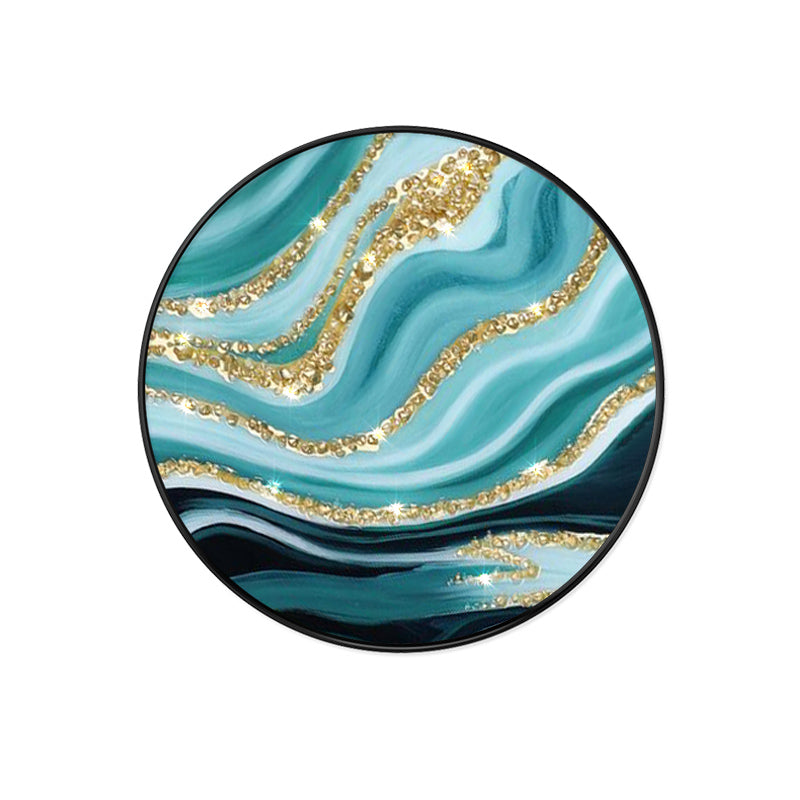 Gold teal Round Resin Geode Wall art -X00027-1