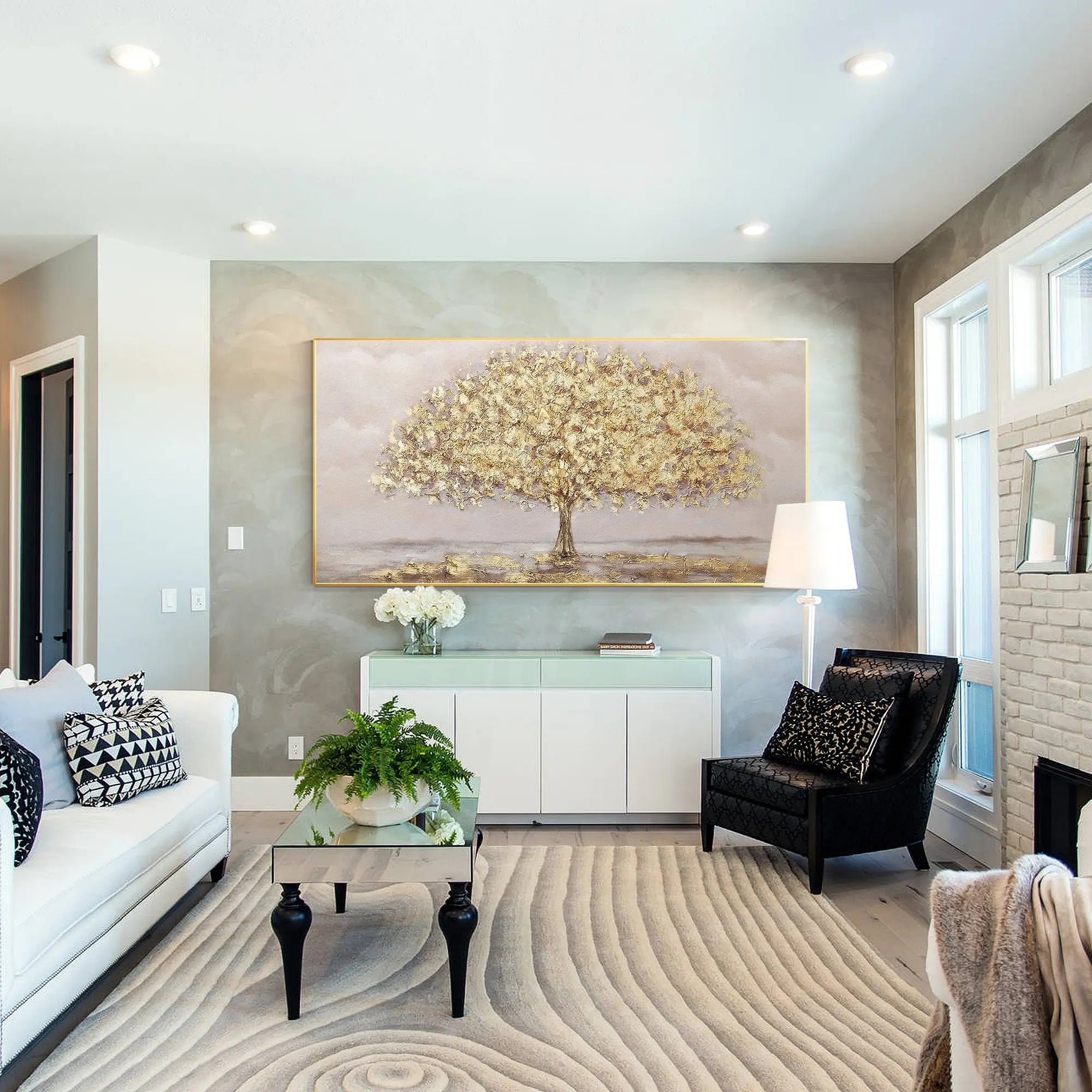 golden tree painting for living rooms