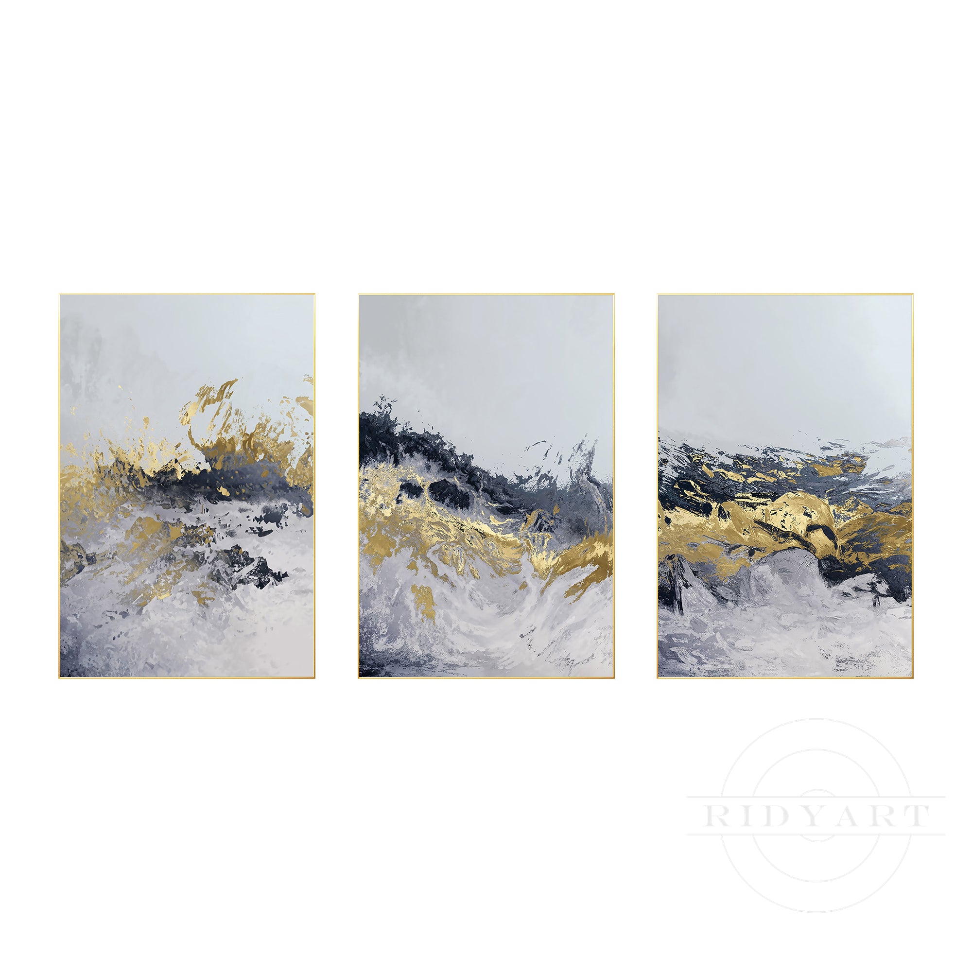 Triptychon Salbeigrün Strukturierte Kunst